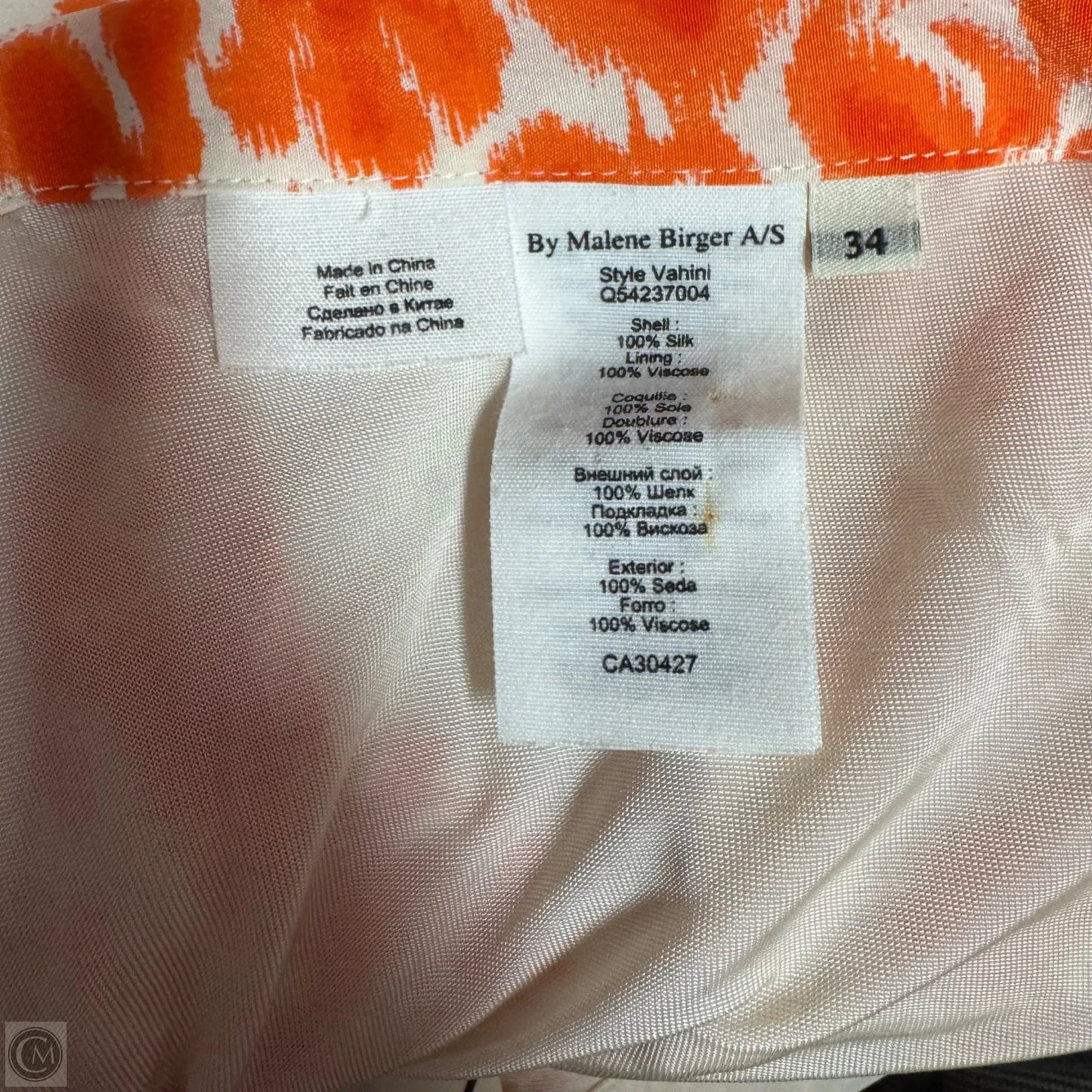 Silk Shorts By malene birger In Cream & Orange, Size: 4