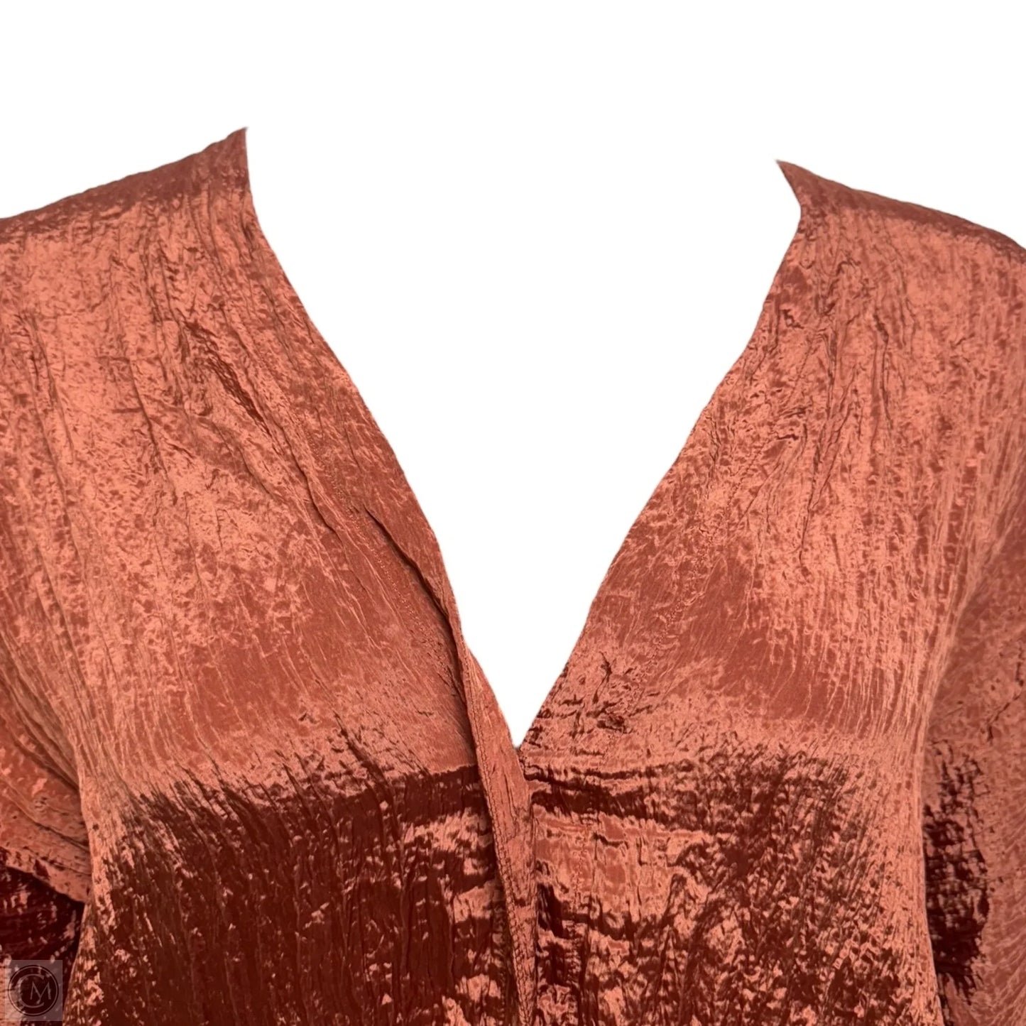Crinkle Textured V-Neck Popover Blouse By Vince In Light Sangre, Size: M