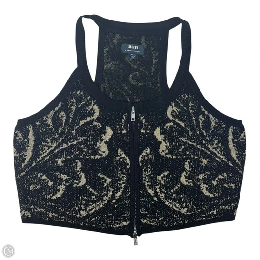 Double Zip Front Sweater Vest By Maeve In Black & Gold, Size: L