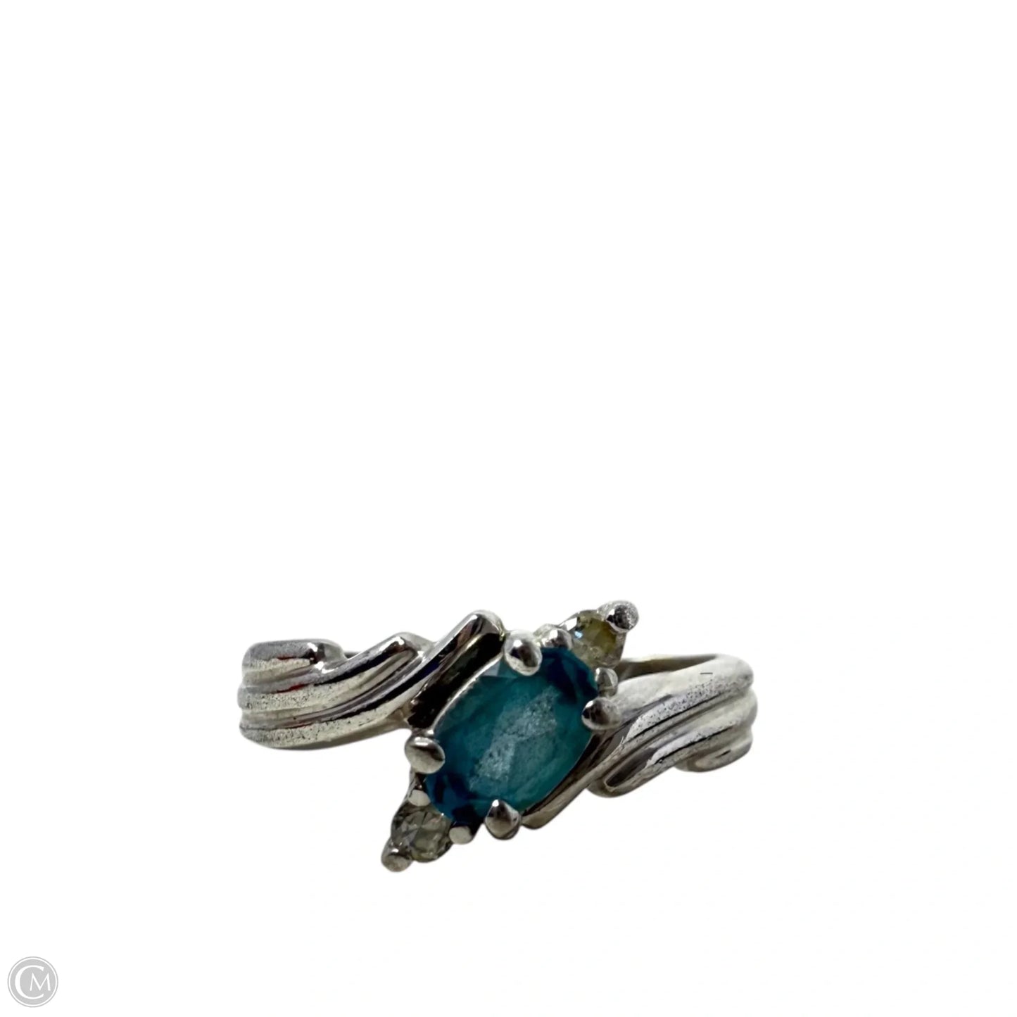 Sterling Silver, Blue Topaz & Cubic Zirconia Ring, Size: 6