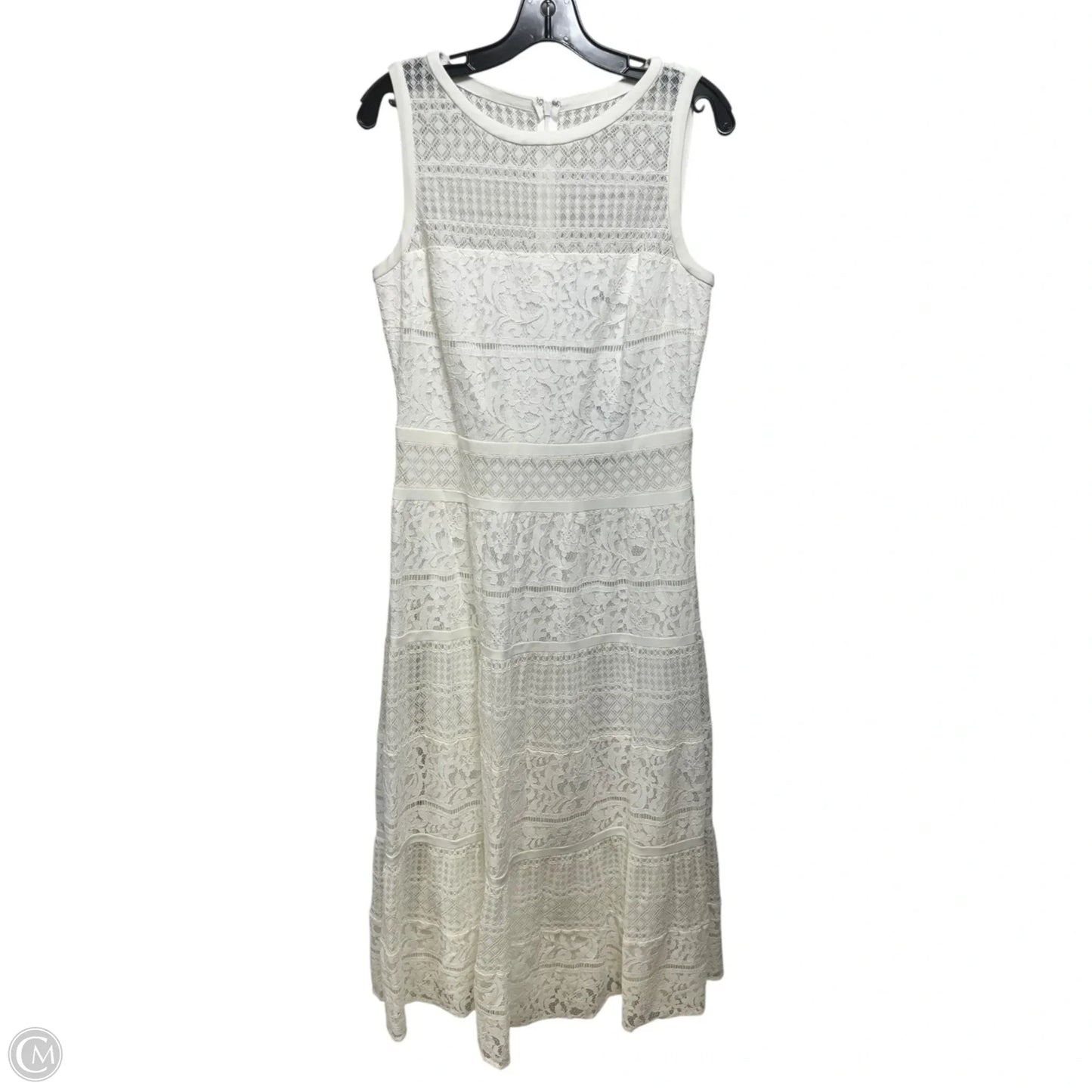 Lace Illusion Midi Dress By Lauren By Ralph Lauren In White, Size: 10