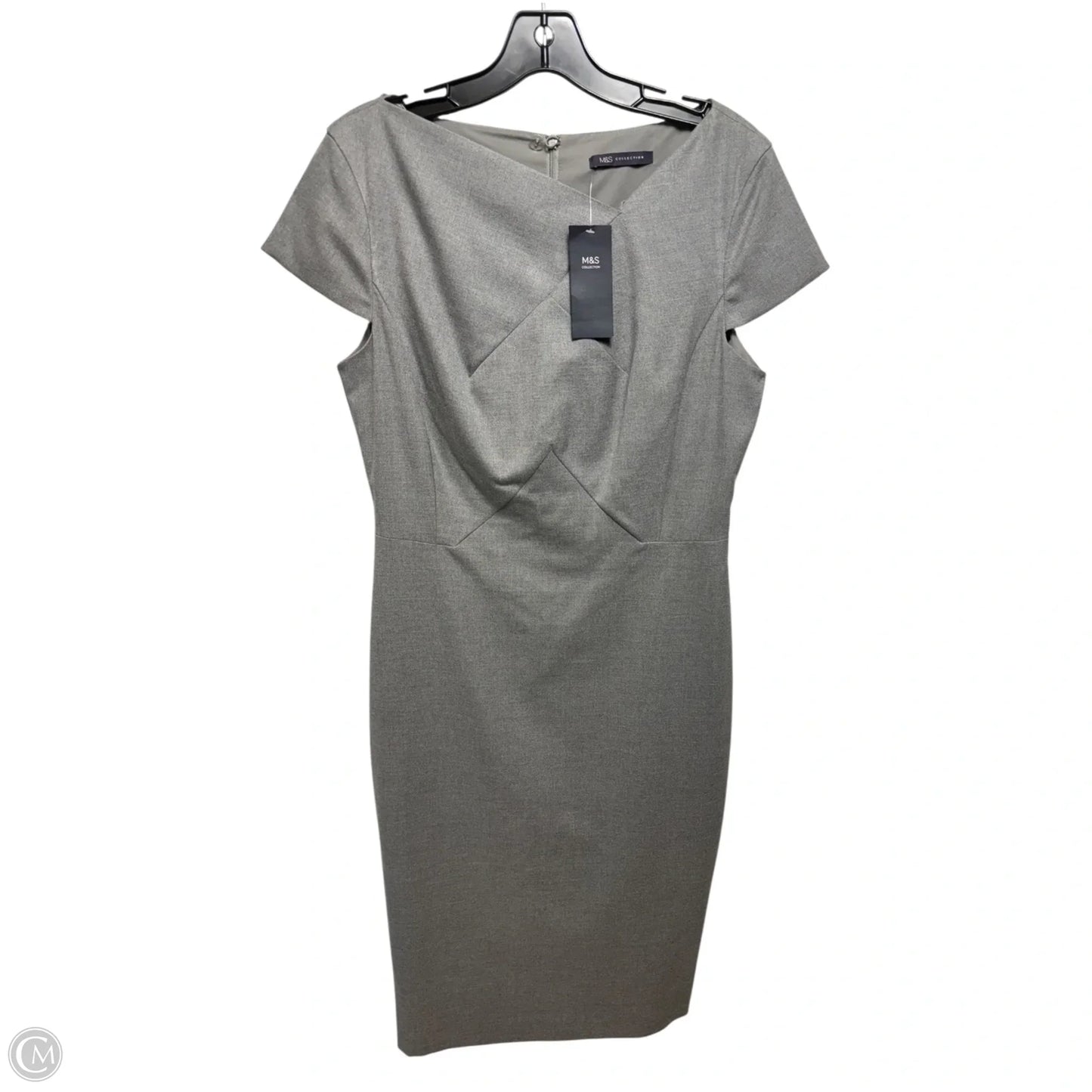 Dress Casual Midi By Marks & Spencer In Grey, Size: 8