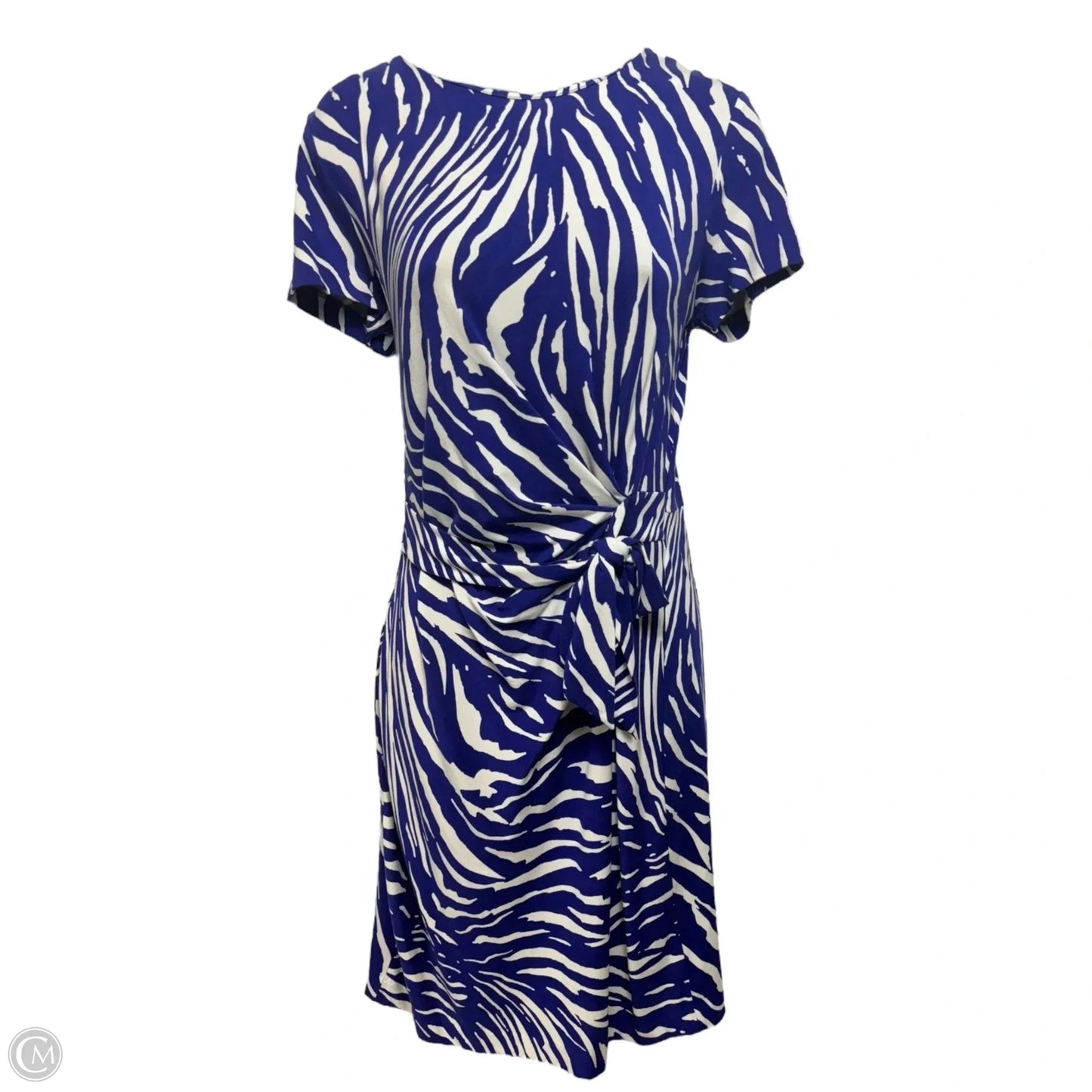 Zoe Dress Designer By Diane Von Furstenberg In Blue & White Zebra Print, Size: 6