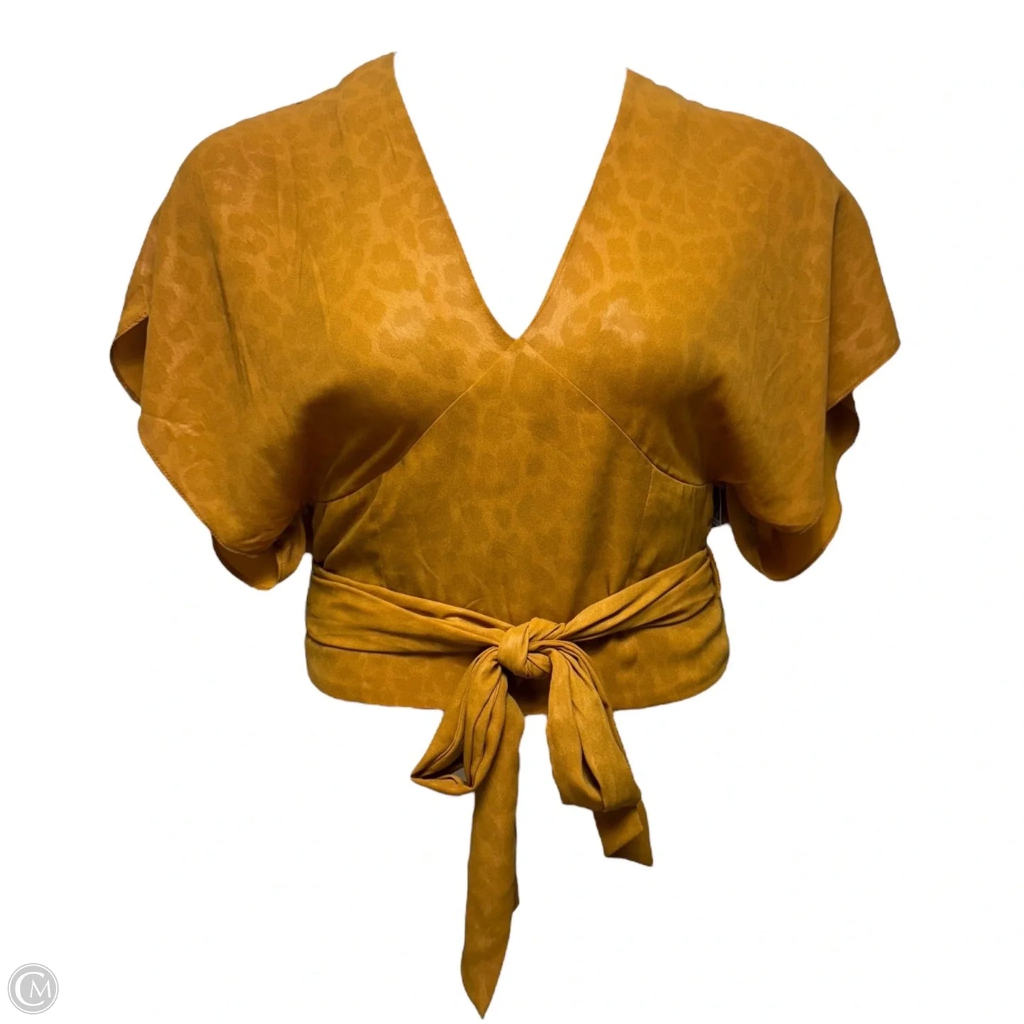 Wrap Top Short Sleeve By Current Air In Gold, Size: M