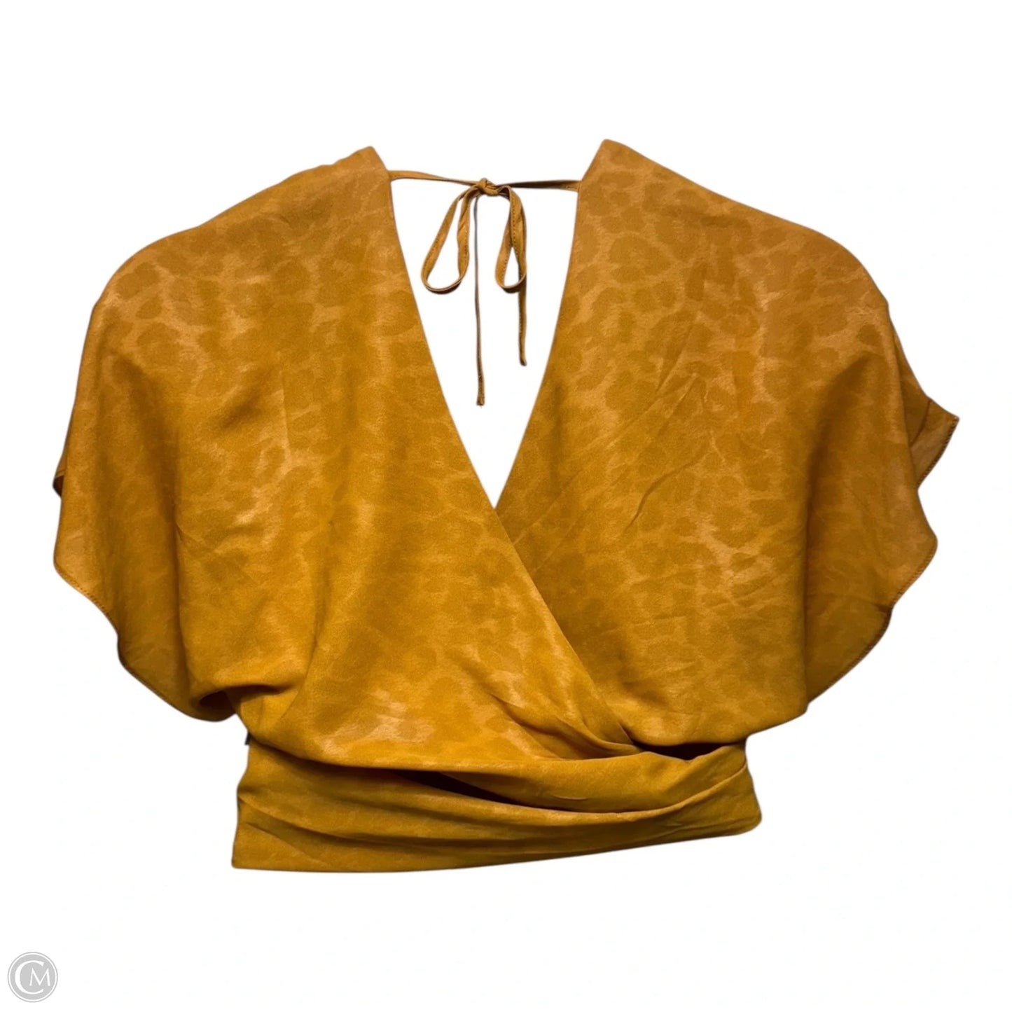 Wrap Top Short Sleeve By Current Air In Gold, Size: M