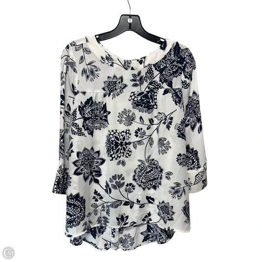 Top Long Sleeve By Banana Republic In Blue & White, Size: M