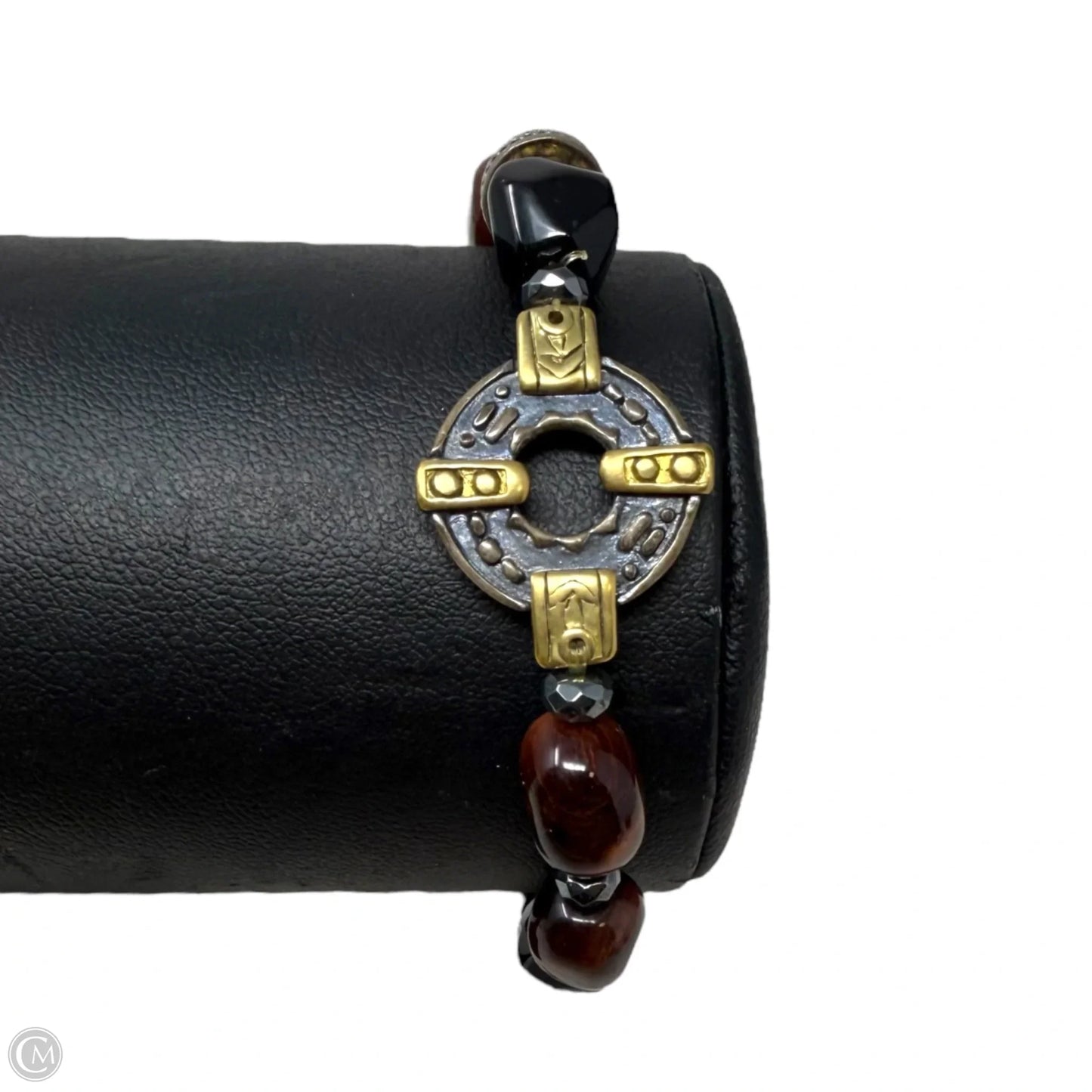 Fired Up Natural Agate, Hematite, Tiger's Eye Stretch Bracelet in Sterling Silver & Brass By Silpada