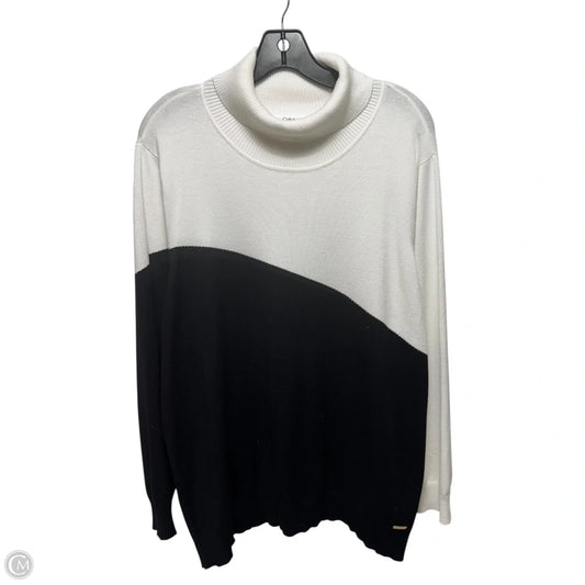 Sweater By Calvin Klein In Black & White, Size: 2x