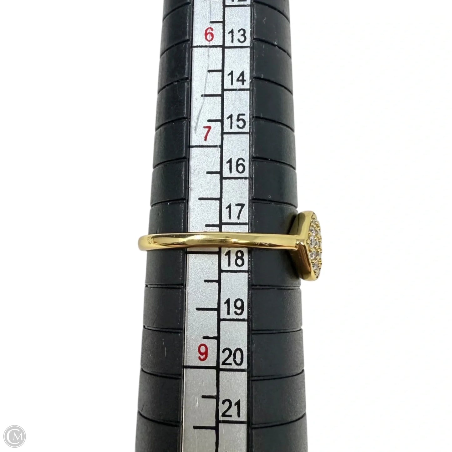 Adjustable Gold Over Sterling Silver Pave Hearts Ring By FD, Size: 8