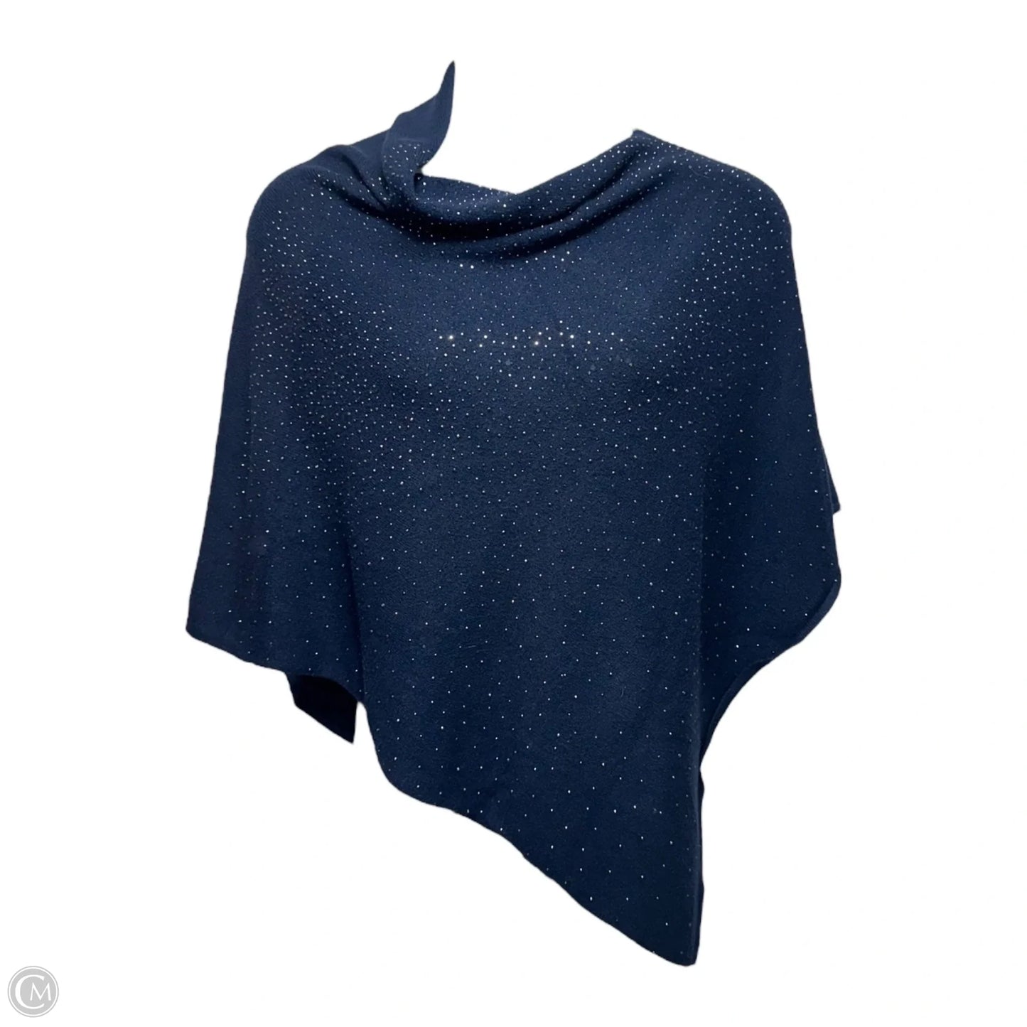 Rhinestone Knit Shawl Poncho By La Fiorentina In Blue, Size: Osfm
