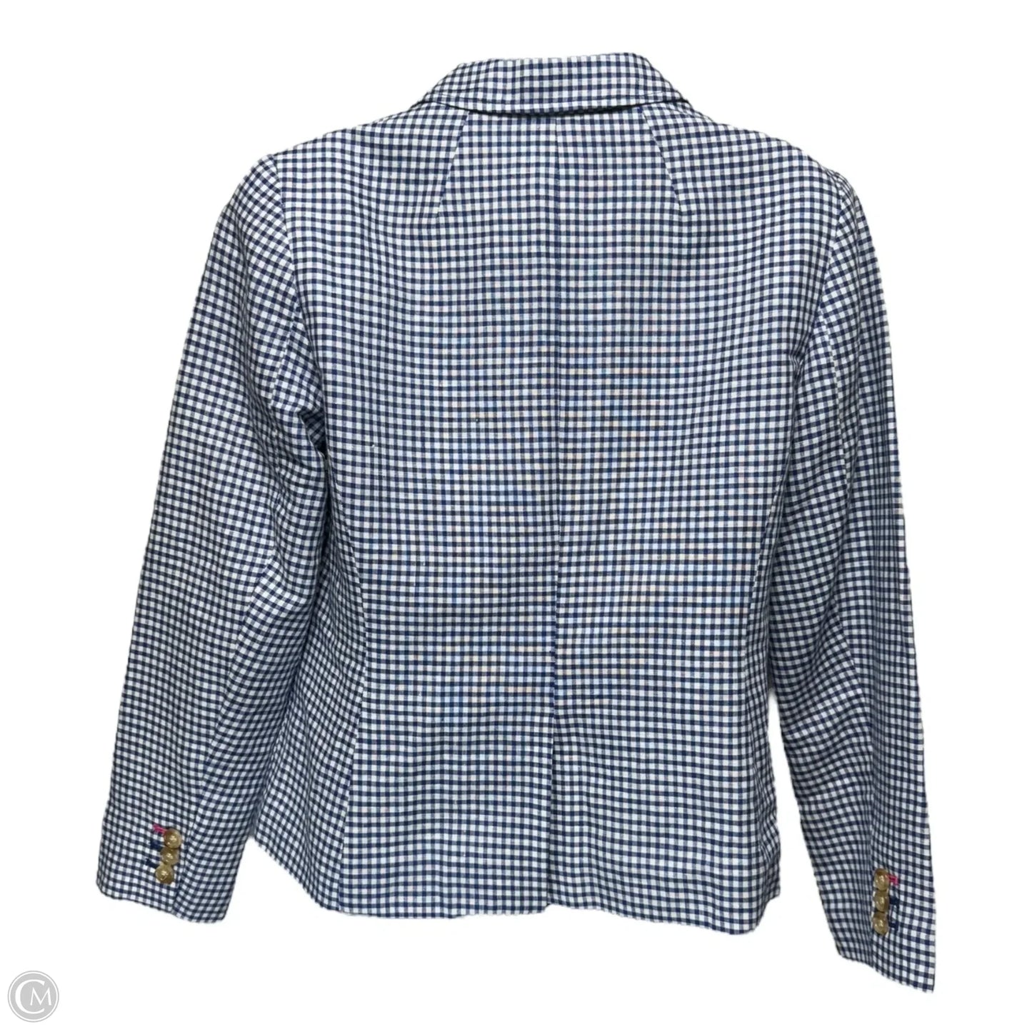 Linen Blend Blazer By Talbots In Blue & White, Size: 6p