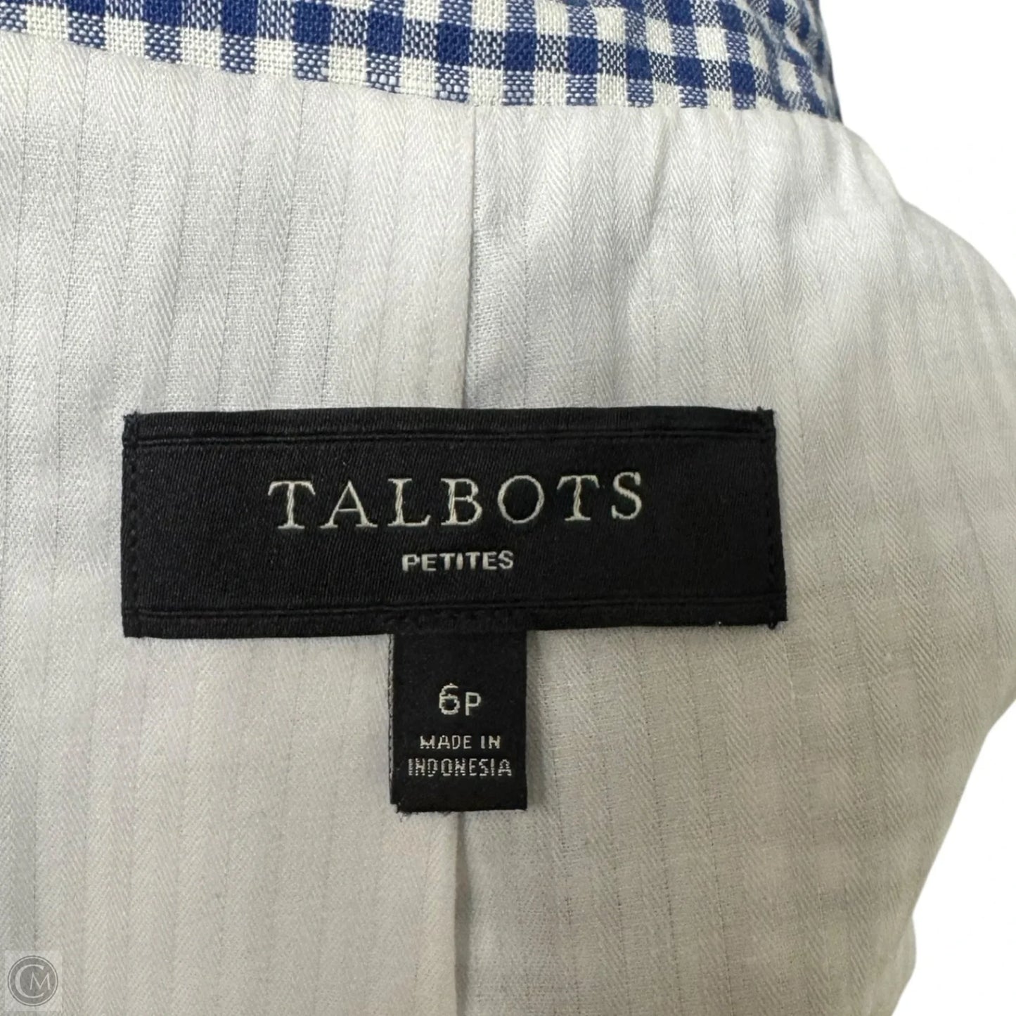 Linen Blend Blazer By Talbots In Blue & White, Size: 6p