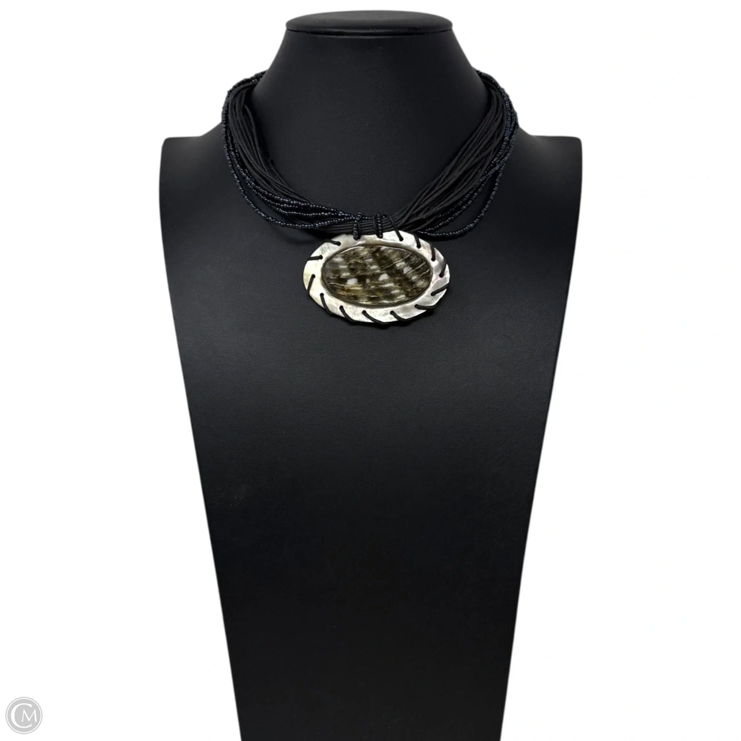 Multi Strand Leather & Beaded Shell Statement Necklace