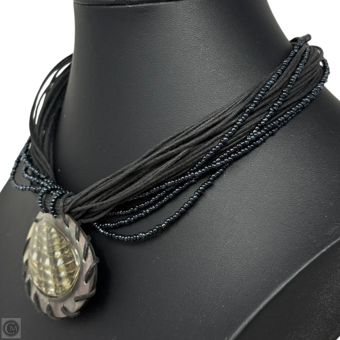 Multi Strand Leather & Beaded Shell Statement Necklace