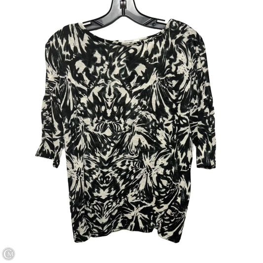 Top 3/4 Sleeve By Veronika Maine In Black & White, Size: M