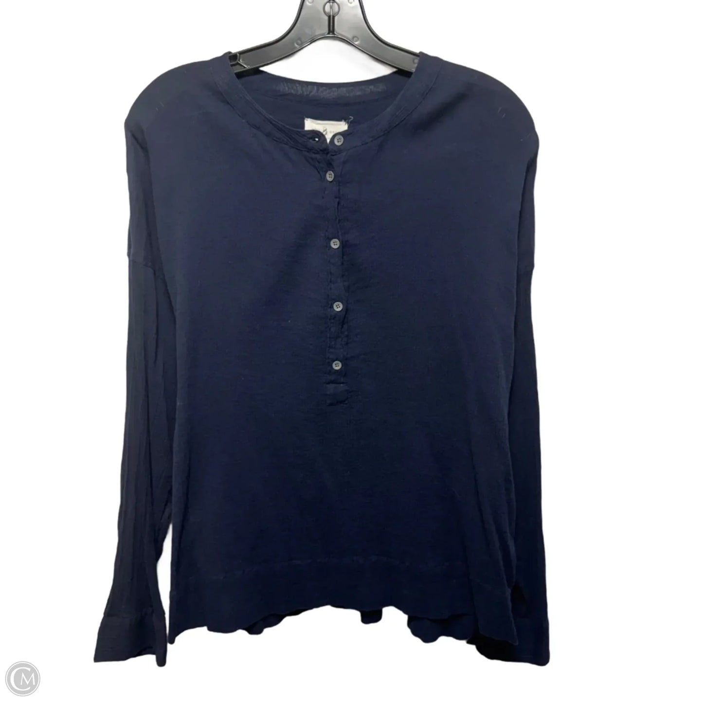 Cotton Gauze Top Long Sleeve By Lou And Grey In Blue, Size: L