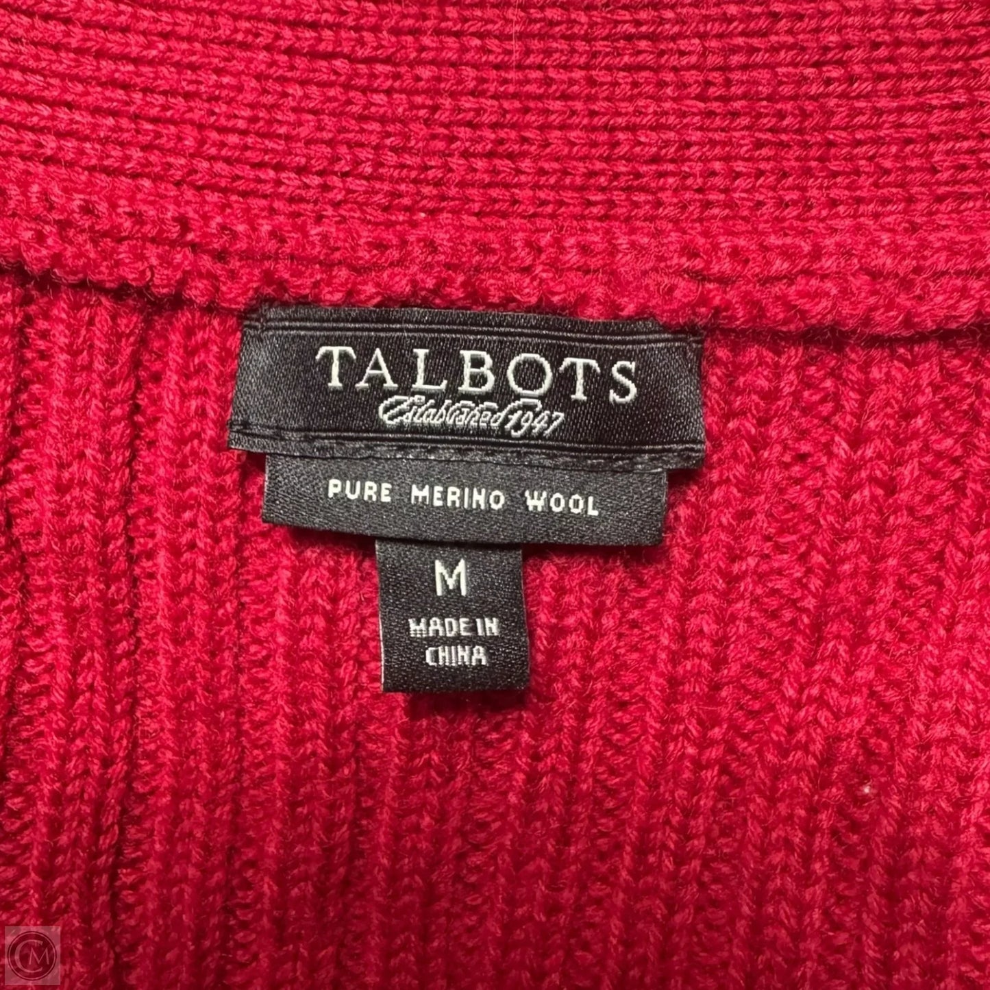 Merino Wool Sweater Cardigan By Talbots In Red, Size: M