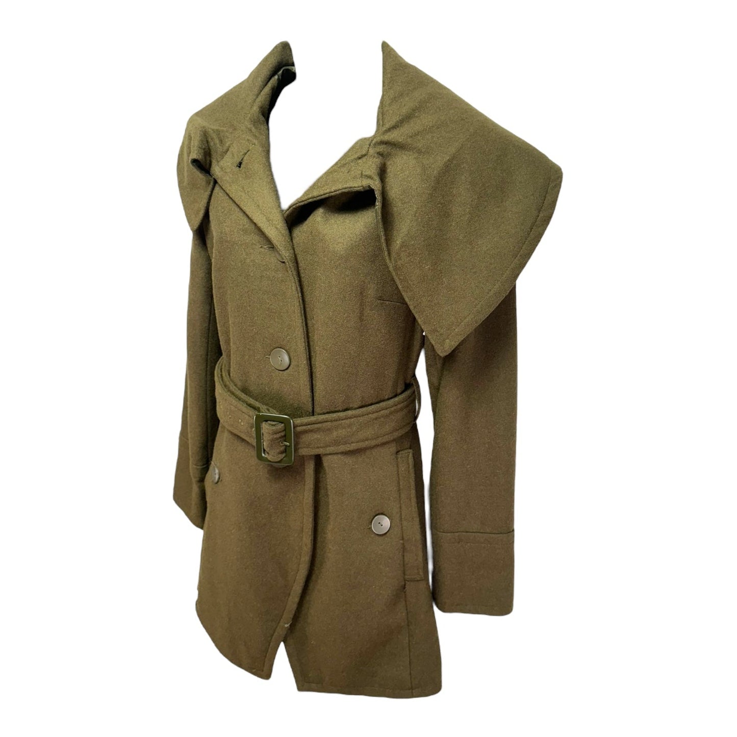 Wool Blend Pea Coat By Kimichi Blue X Urban Outfitters In Olive, Size: S