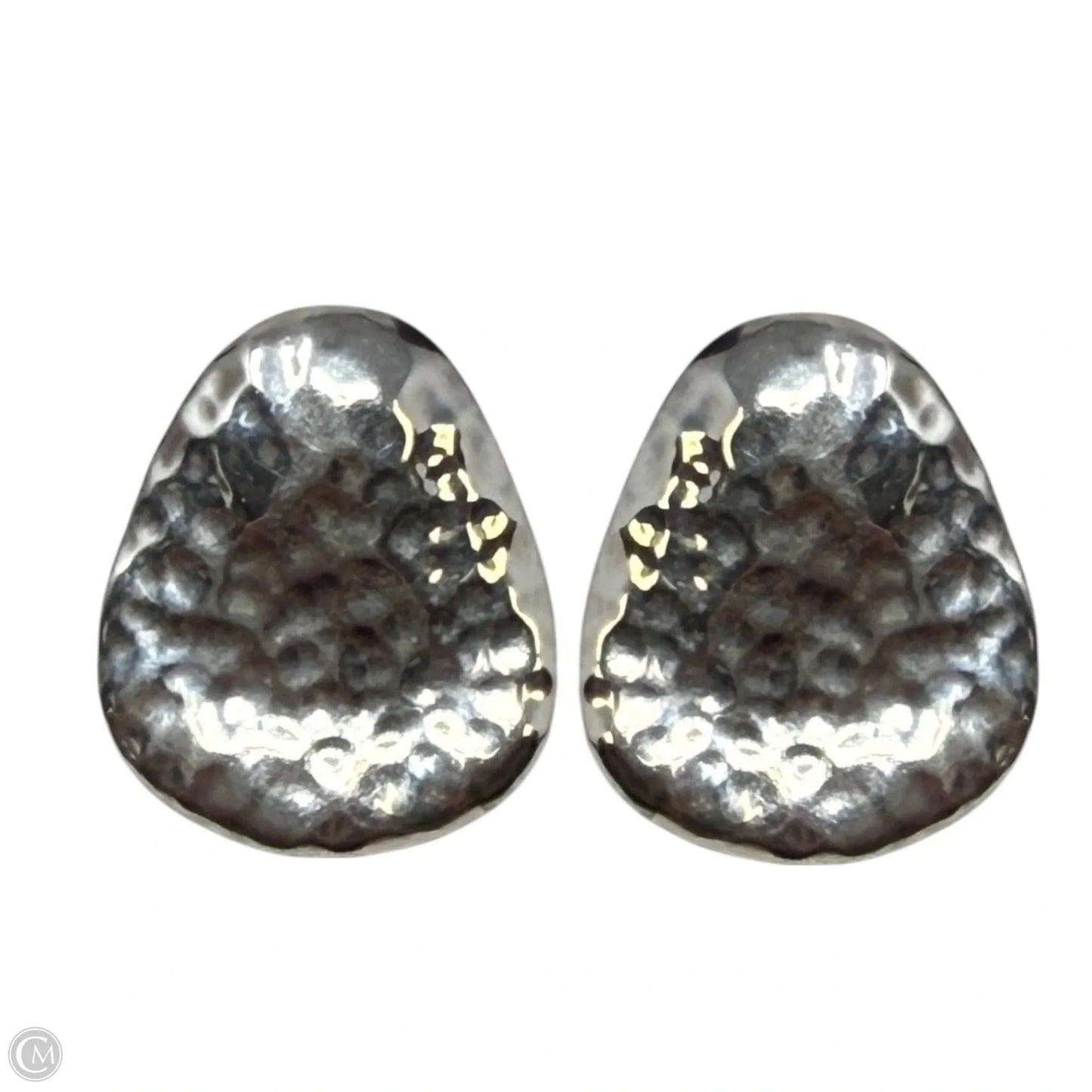 Hammered Silver Pear Stud Earrings