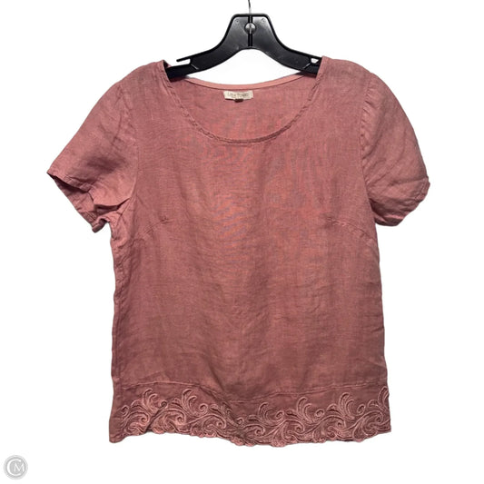 Linen Top Short Sleeve By Lina Tomei In Pink, Size: S