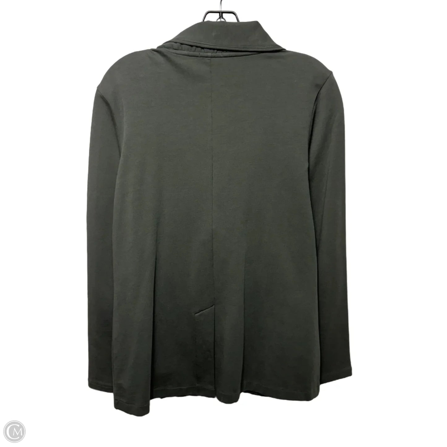 Ruffle Collar Knit Blazer By Lilla P In Grey Green, Size: L