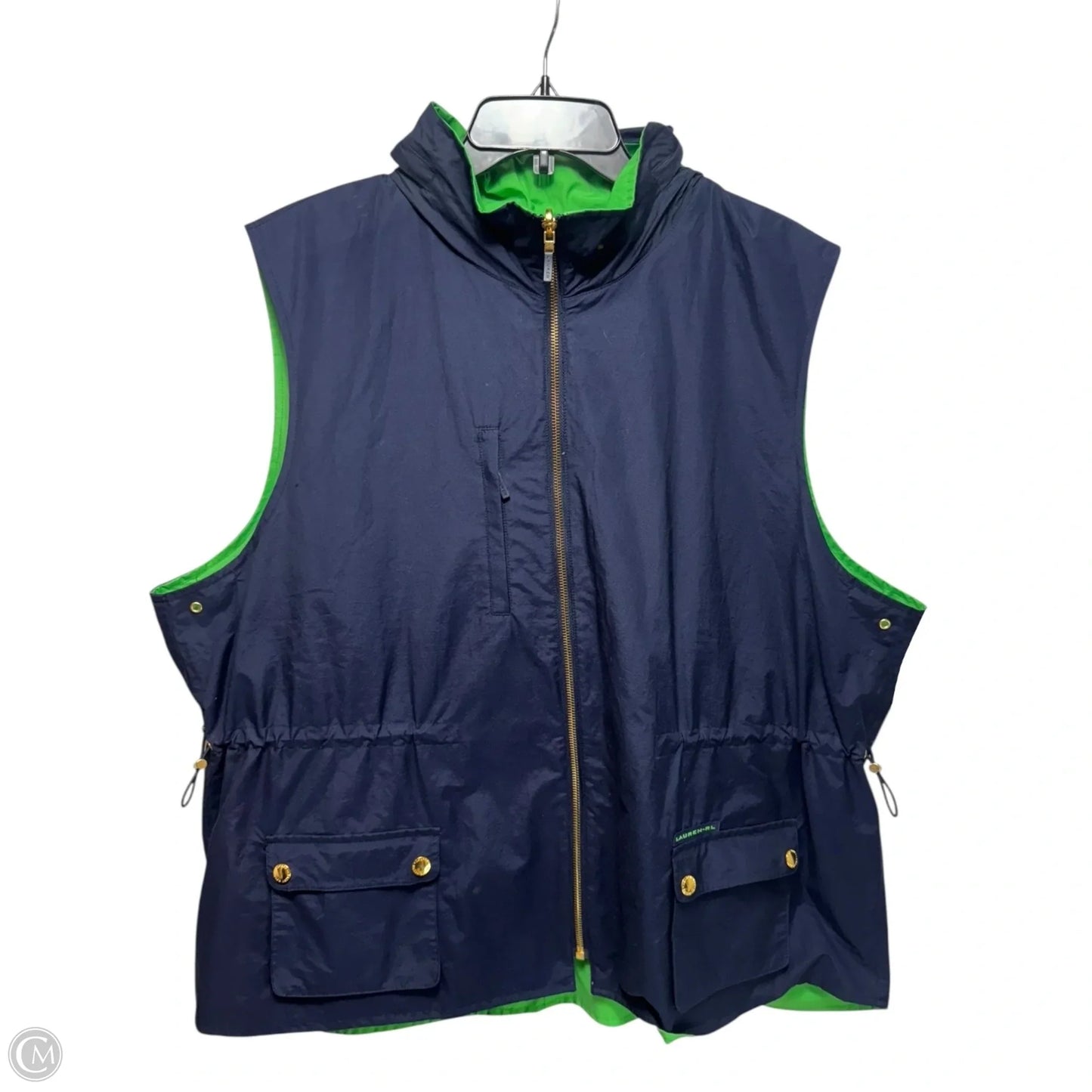 Reversible Hooded Vest By Lauren By Ralph Lauren In Blue & Green, Size: 3x