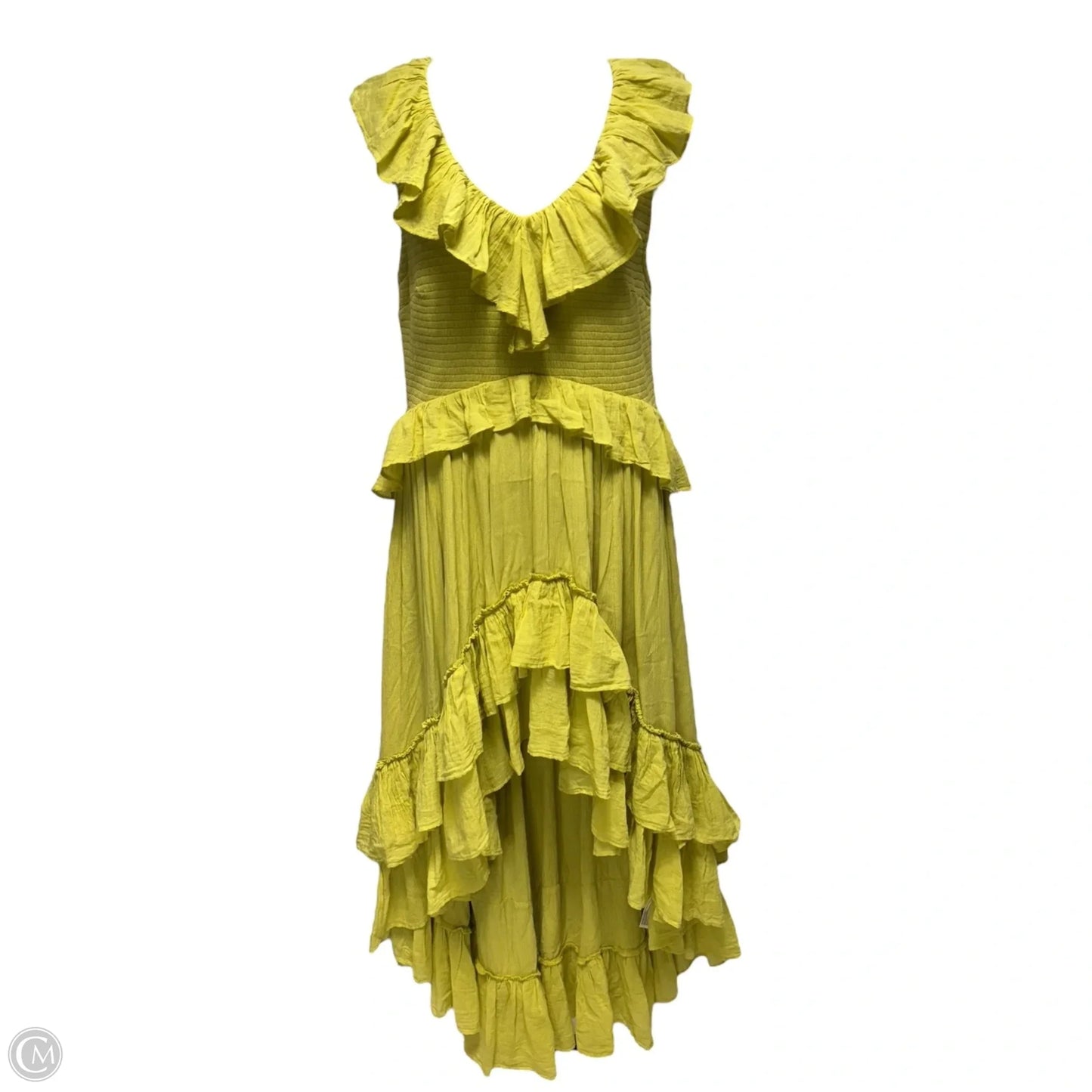 Sunsational High Low Ruffle Dress Casual Maxi By Free People In Chartreuse, Size: L