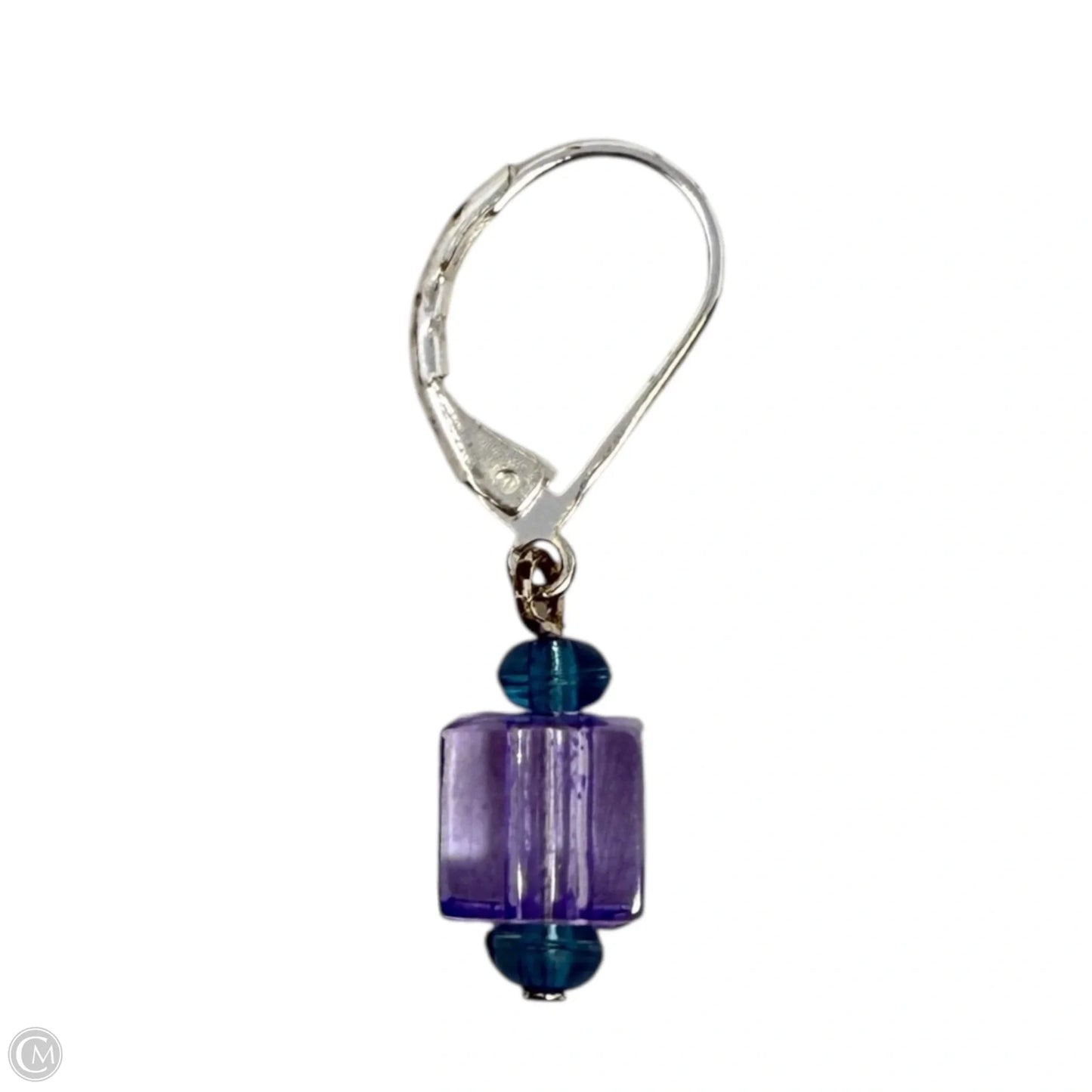 Square Purple & Blue Beaded Dangle Earrings