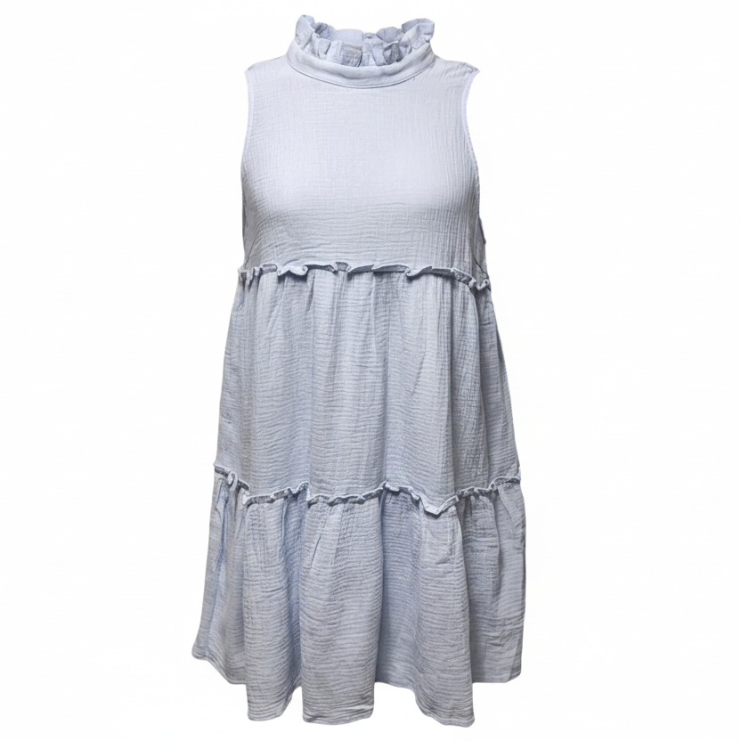 Morgan Tiered Gauze Mini Dress By Pomander Place In Blue, Size: L