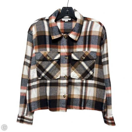 Jacket Shirt By Beachlunchlounge In Plaid Pattern, Size: S