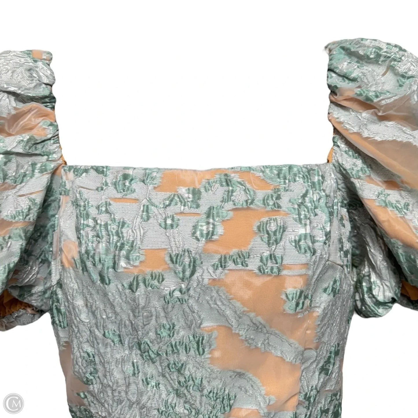 Alexandra Jacquard Puff Sleeve Mini Dress By Elliatt In Aqua, Size: XS