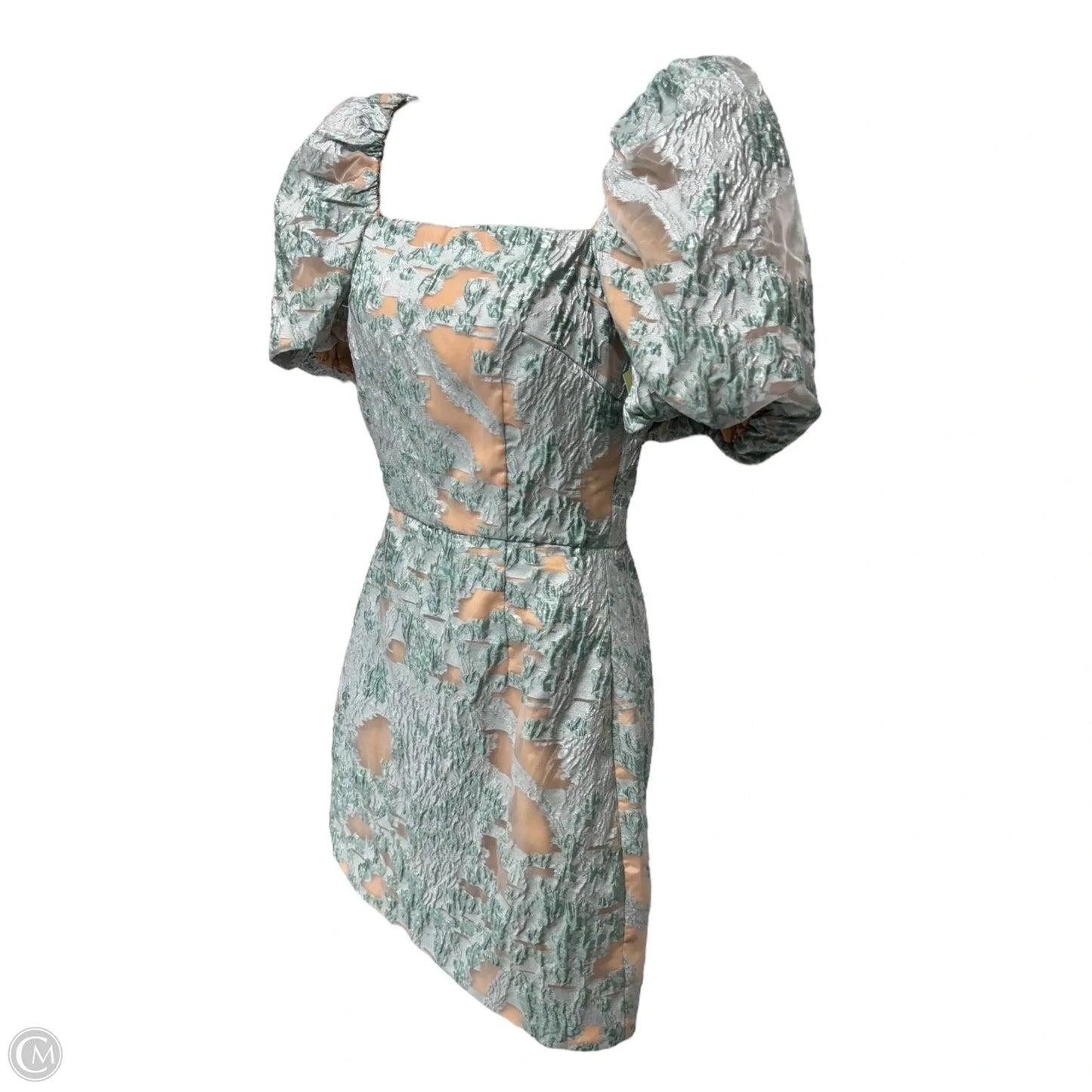 Alexandra Jacquard Puff Sleeve Mini Dress By Elliatt In Aqua, Size: XS