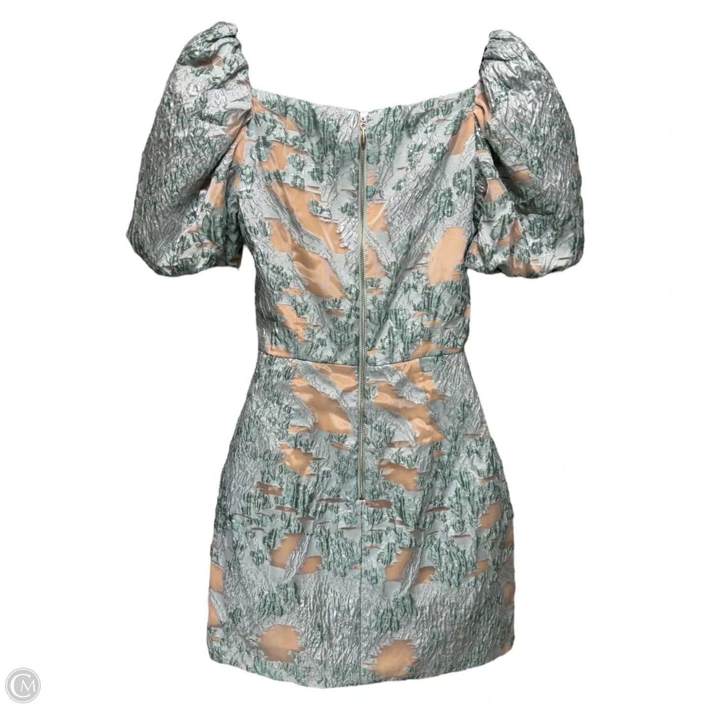 Alexandra Jacquard Puff Sleeve Mini Dress By Elliatt In Aqua, Size: XS
