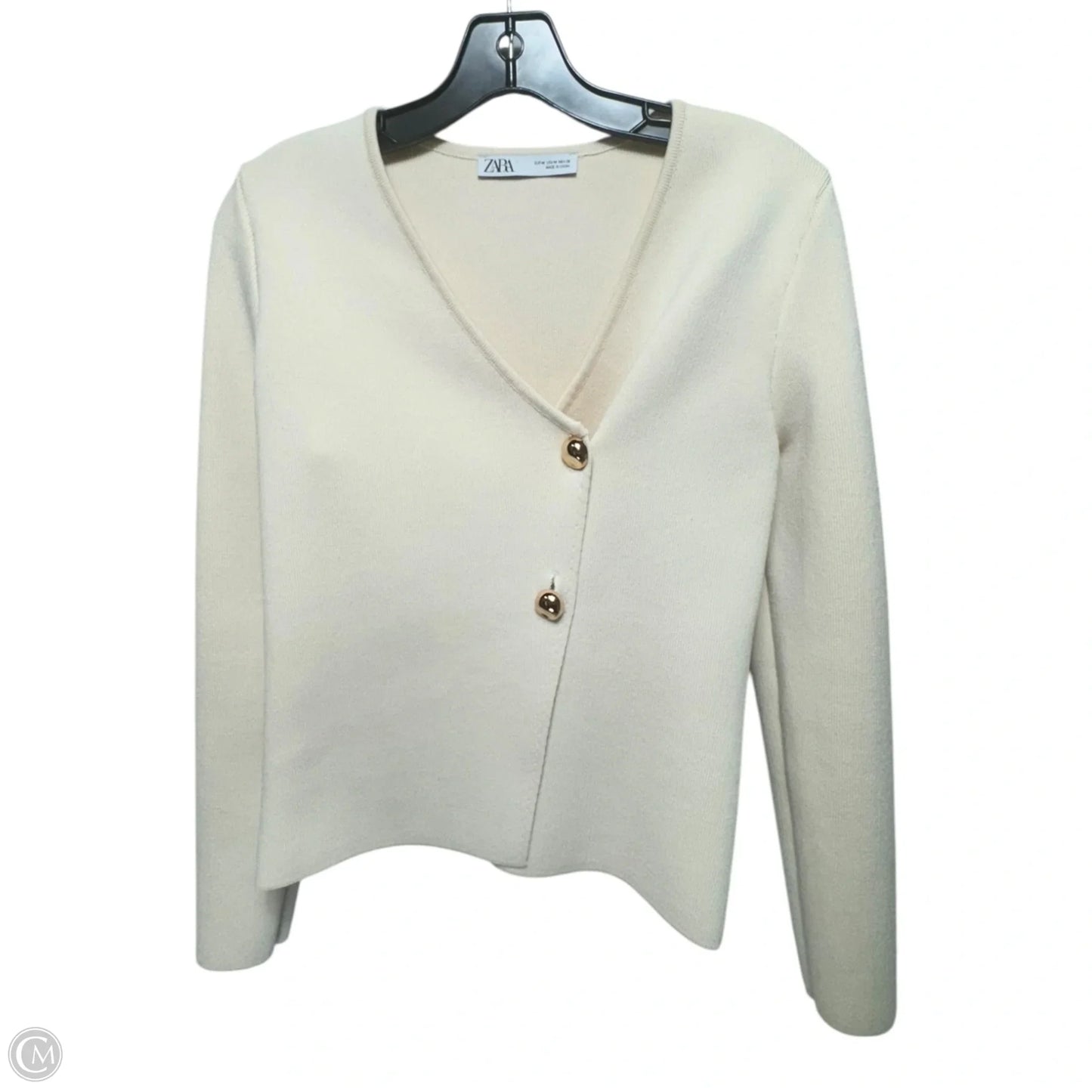 Sweater Cardigan By Zara In Cream, Size: M