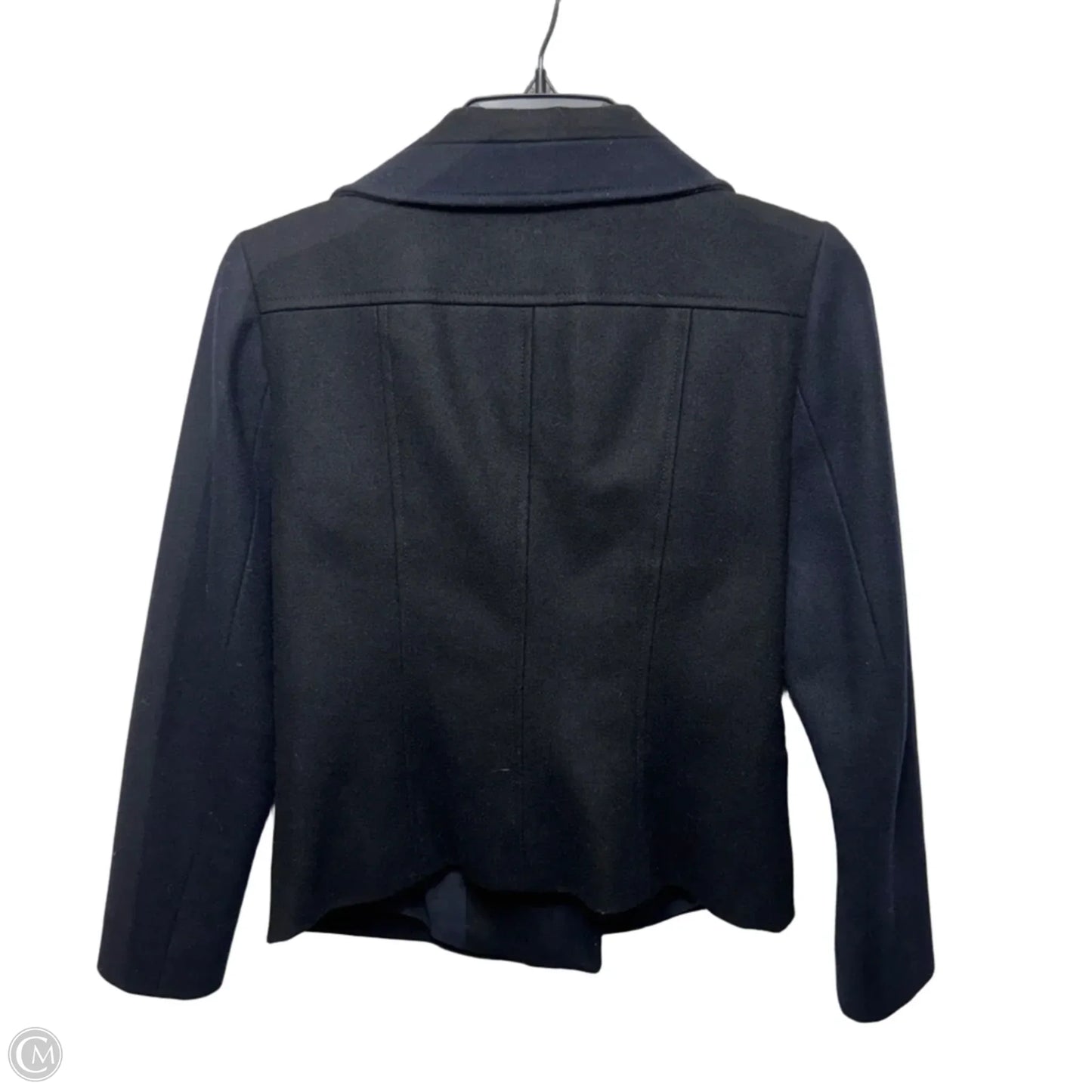 Wool Blend Jacket Moto By Ann Taylor In Black & Blue, Size: 0