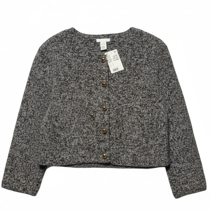 Sweater Cardigan By H&m In Black & White, Size: L