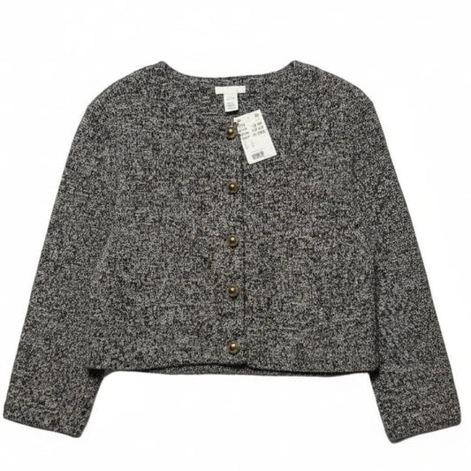 Sweater Cardigan By H&m In Black & White, Size: L