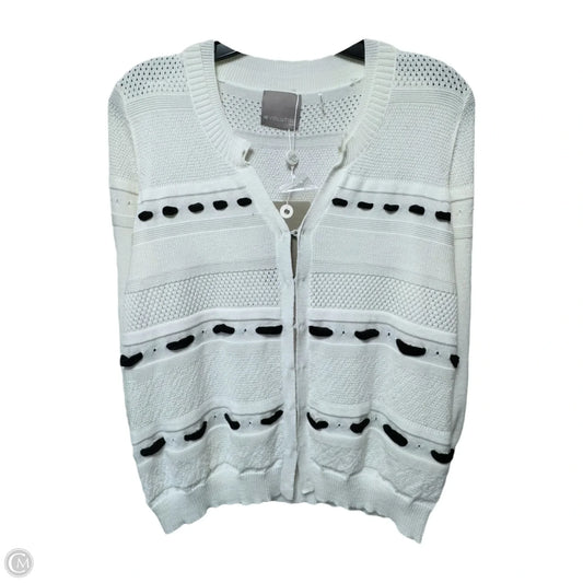 Sweater Cardigan By Evolution In Black & White, Size: L