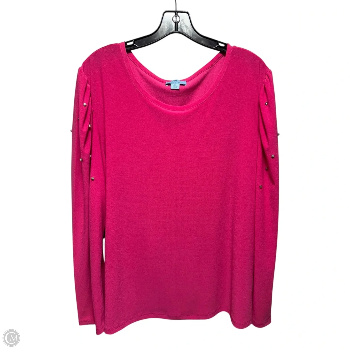 Rhinestone Top Long Sleeve By Cece In Pink, Size: 3x
