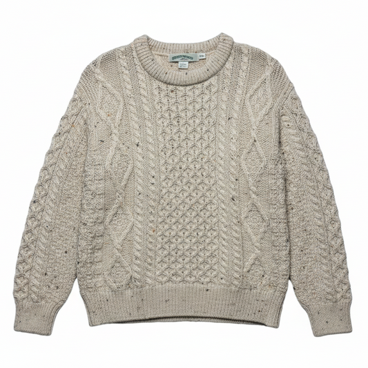 Super Soft Wool Crew Neck Sweater By Arancrafts In Cream, Size: XS