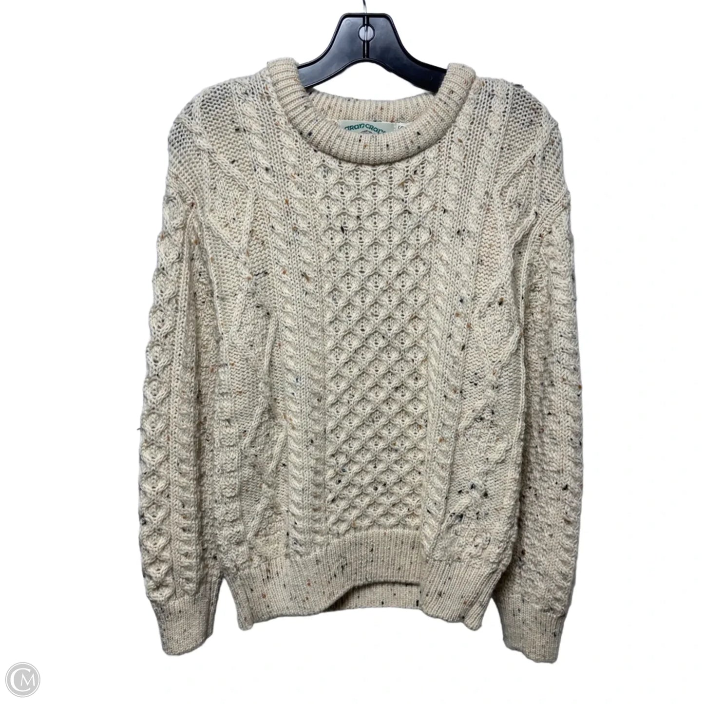 Super Soft Wool Crew Neck Sweater By Arancrafts In Cream, Size: XS