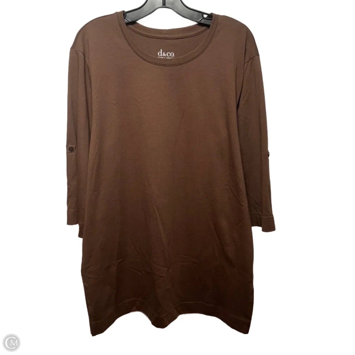 Top 3/4 Sleeve Basic By Denim And Co Qvc In Brown, Size: M