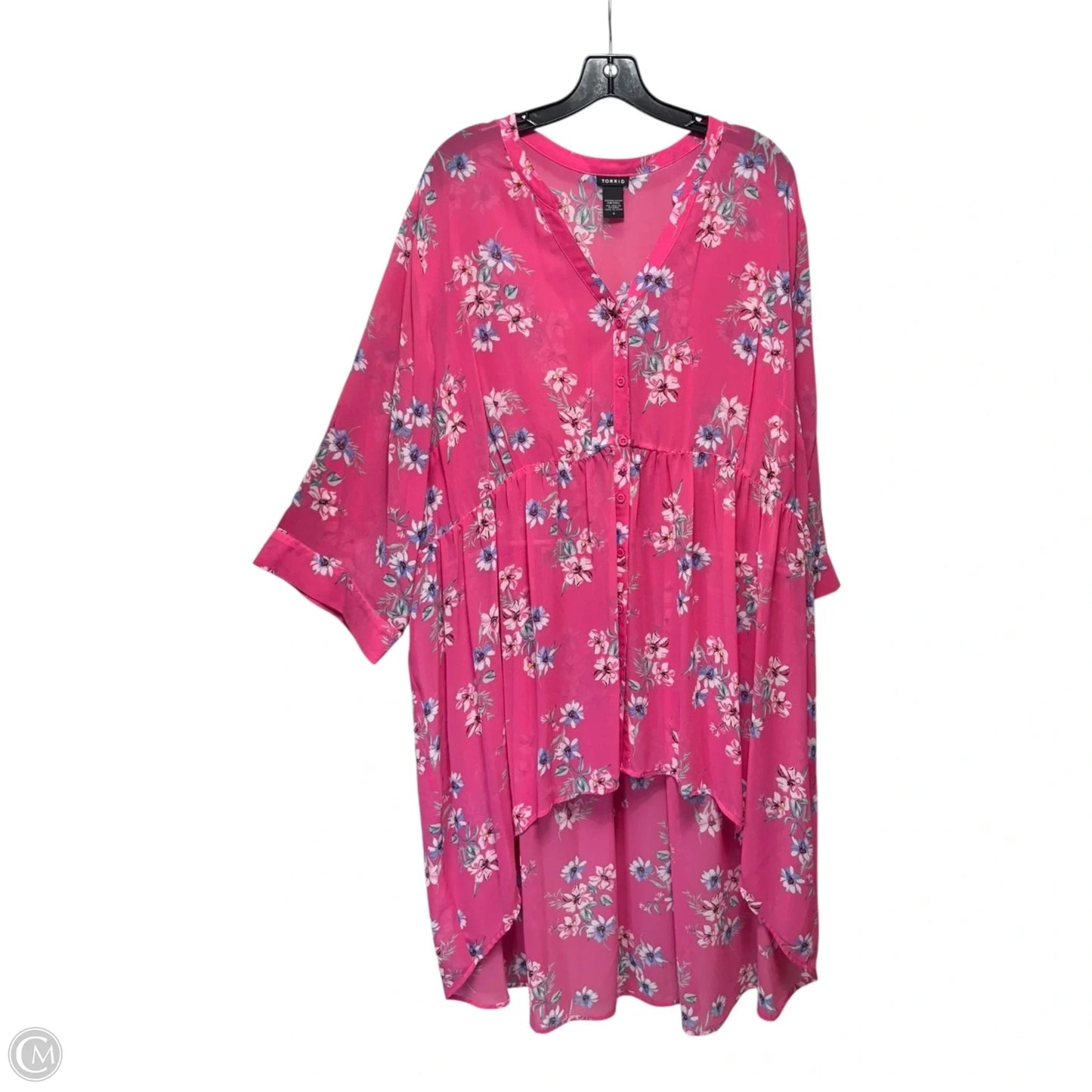 Sheer Tunic Long Sleeve By Torrid In Floral Print, Size: 4