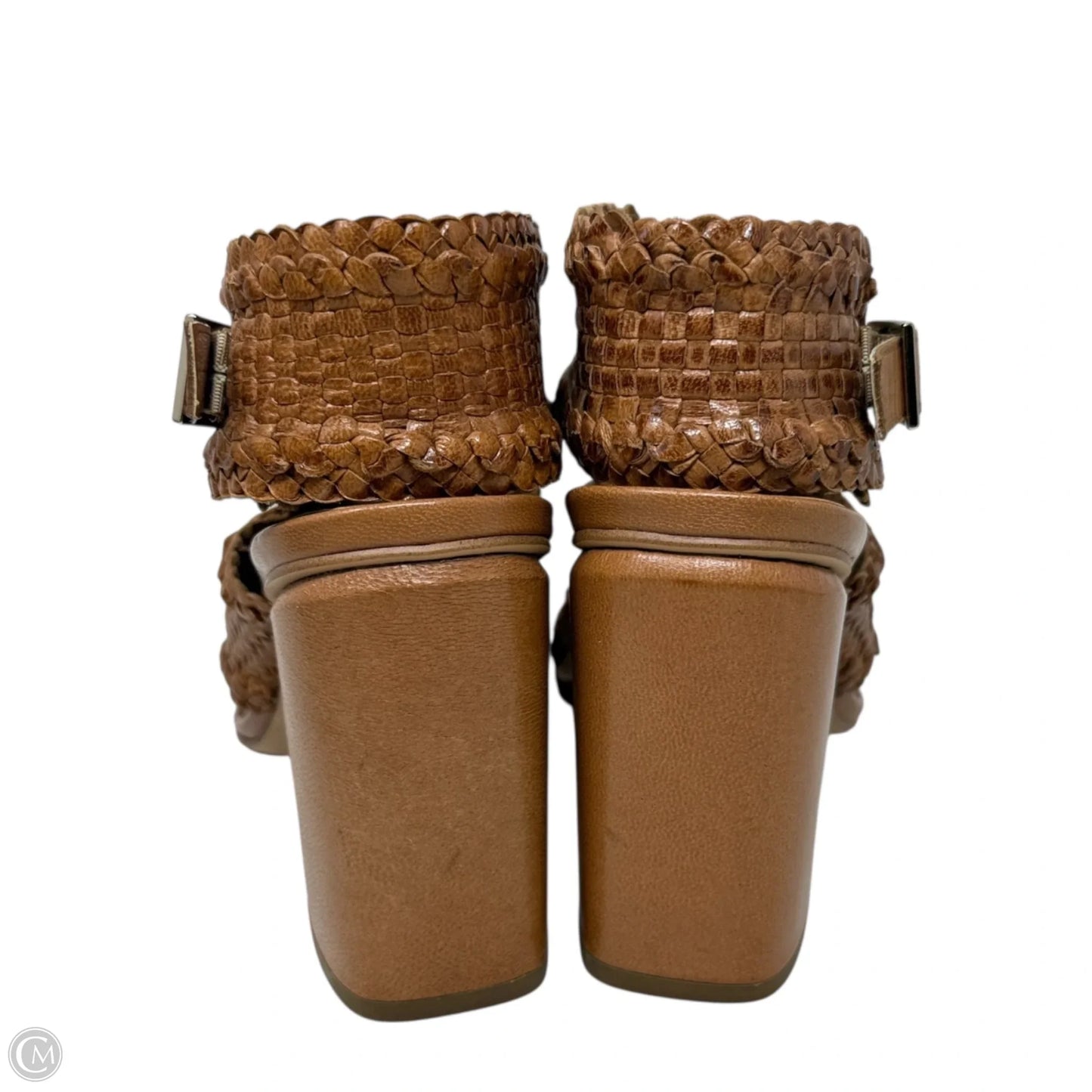 Penelope Woven Leather Sandals By H For Halston In Tan, Size: 8.5