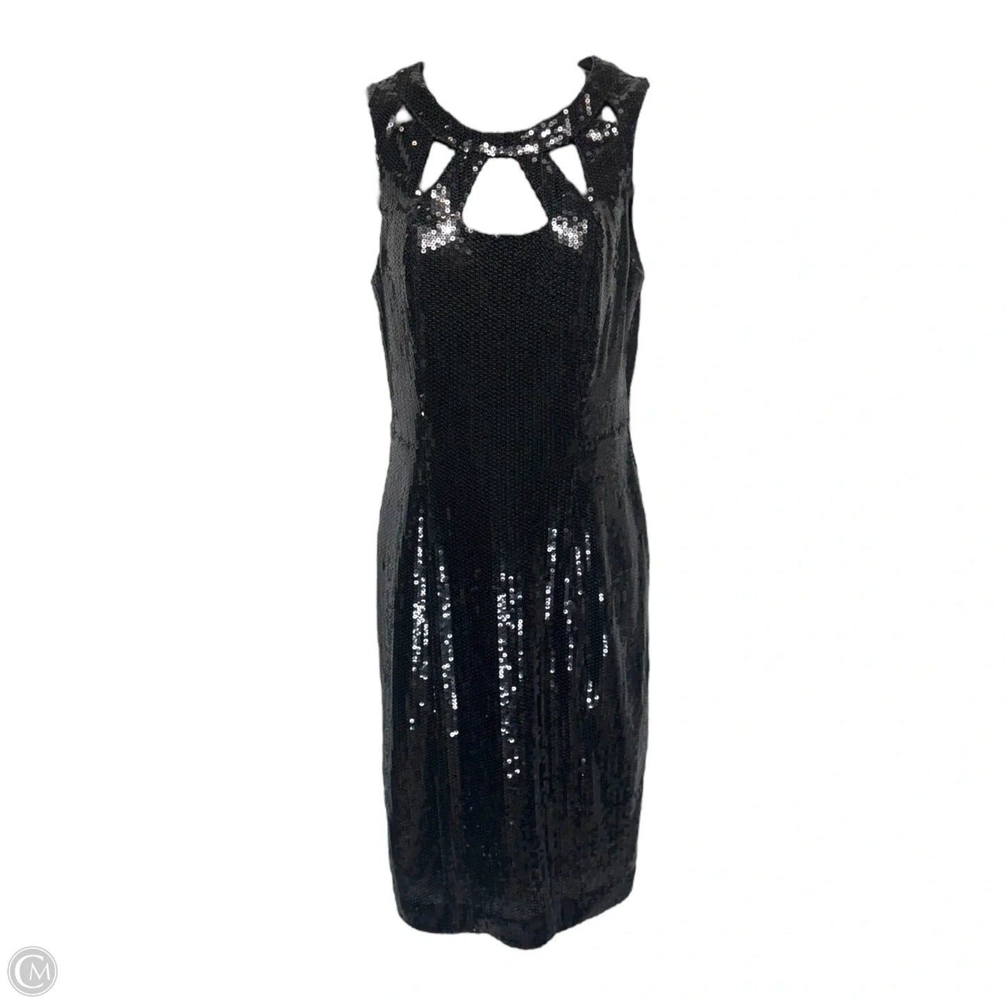 Cutout Sequin Cocktail Dress Party Midi By Eliza J In Black, Size: 6