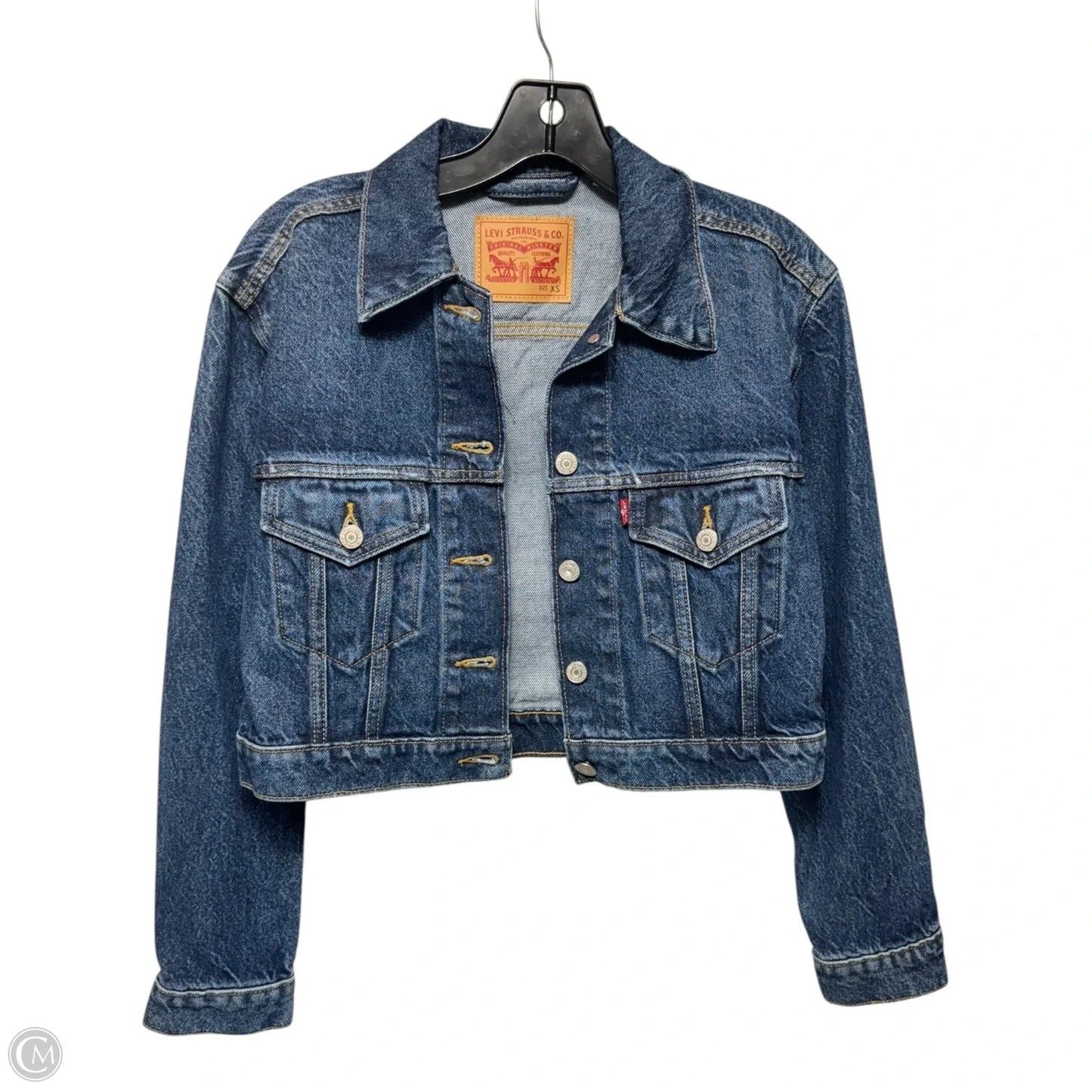 Cropped Jacket Denim By Levis In Blue Denim, Size: Xs
