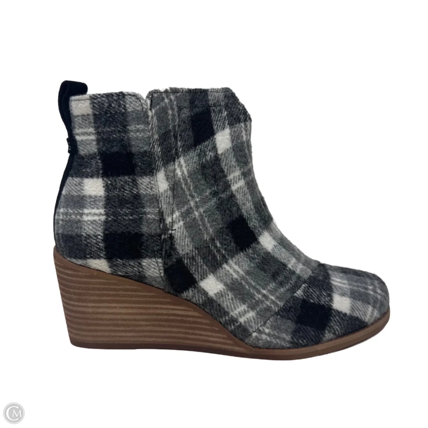 Wedge Boots Ankle Heels By Toms In Plaid Pattern, Size: 7