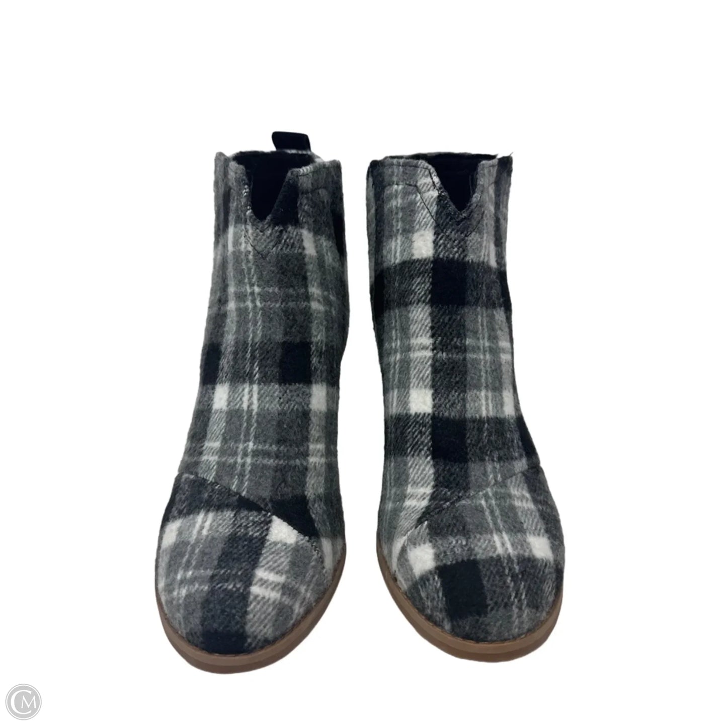 Wedge Boots Ankle Heels By Toms In Plaid Pattern, Size: 7