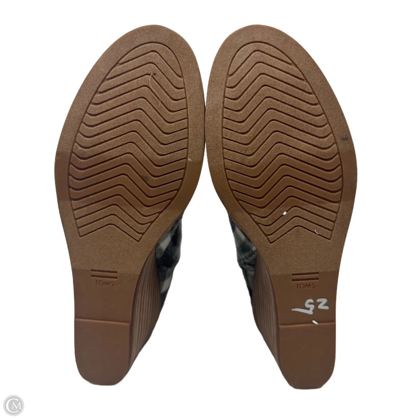 Wedge Boots Ankle Heels By Toms In Plaid Pattern, Size: 7