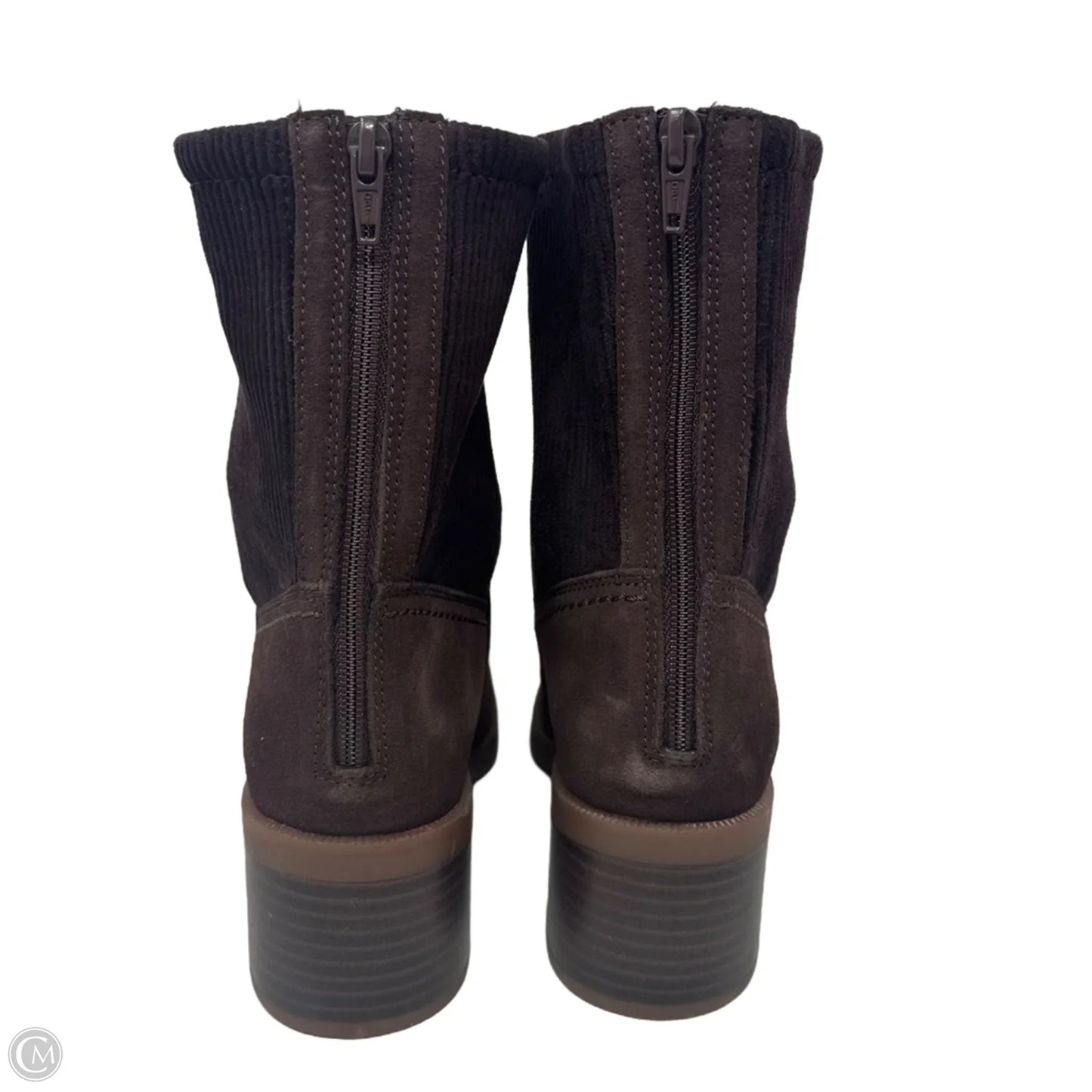 Boots Ankle Heels By Clarks In Brown, Size: 7